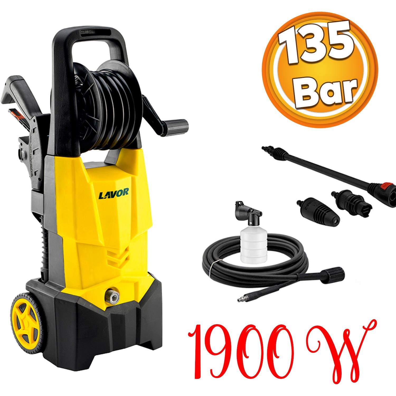 Lavor Elektrikli Basınçlı Yıkama Makinası Extra 135 Araç Araba Oto Yıkama Tabancalı 135 Bar 1900 W