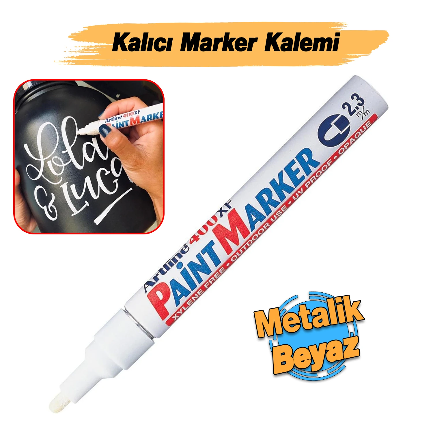 Markalama Kalemi Markör Kalıcı İşaretleyici Marker Beyaz Kalem Metal Plastik Cam Ahşap Yüzey