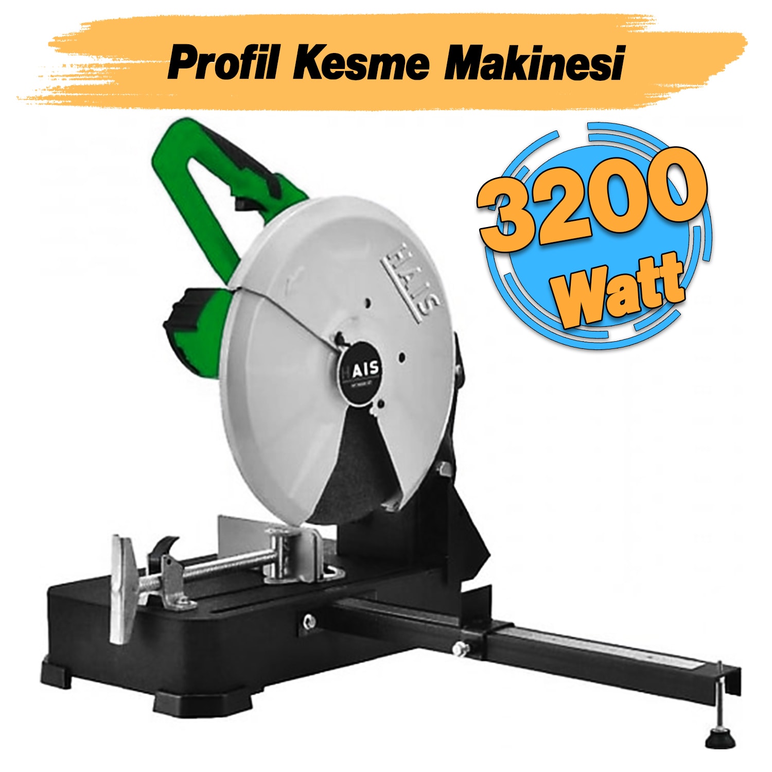 HAIS Taşlı Profil Kesme Makinası 3200 W 3800 rpm 355 mm Demir Metal Kesim Boru Doğrama