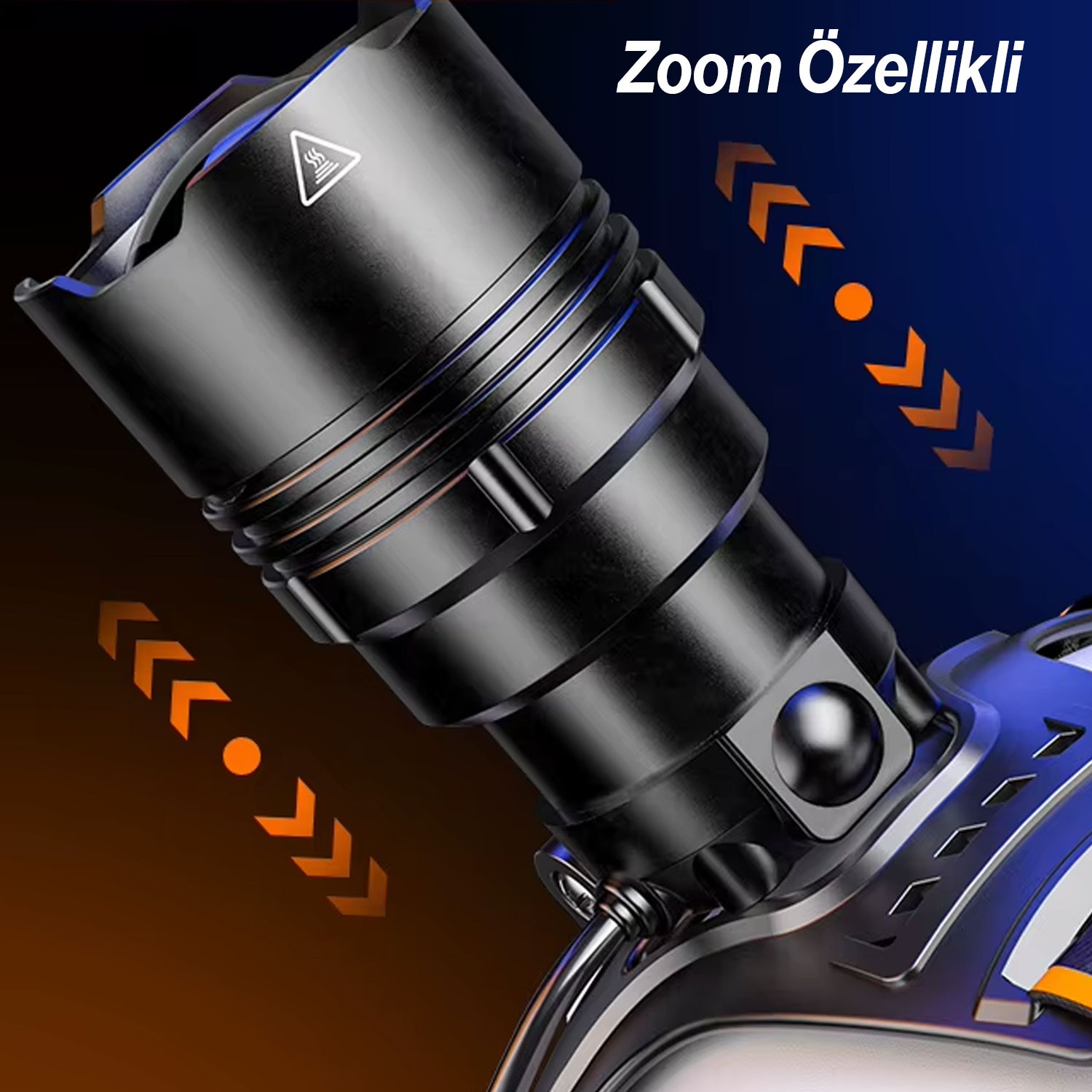 Kafa Lambası Zoomlu 60W Uzun Menzil Usb Şarjlı Powerbank Ledli Işık Su Geçirmez Kamp El Feneri