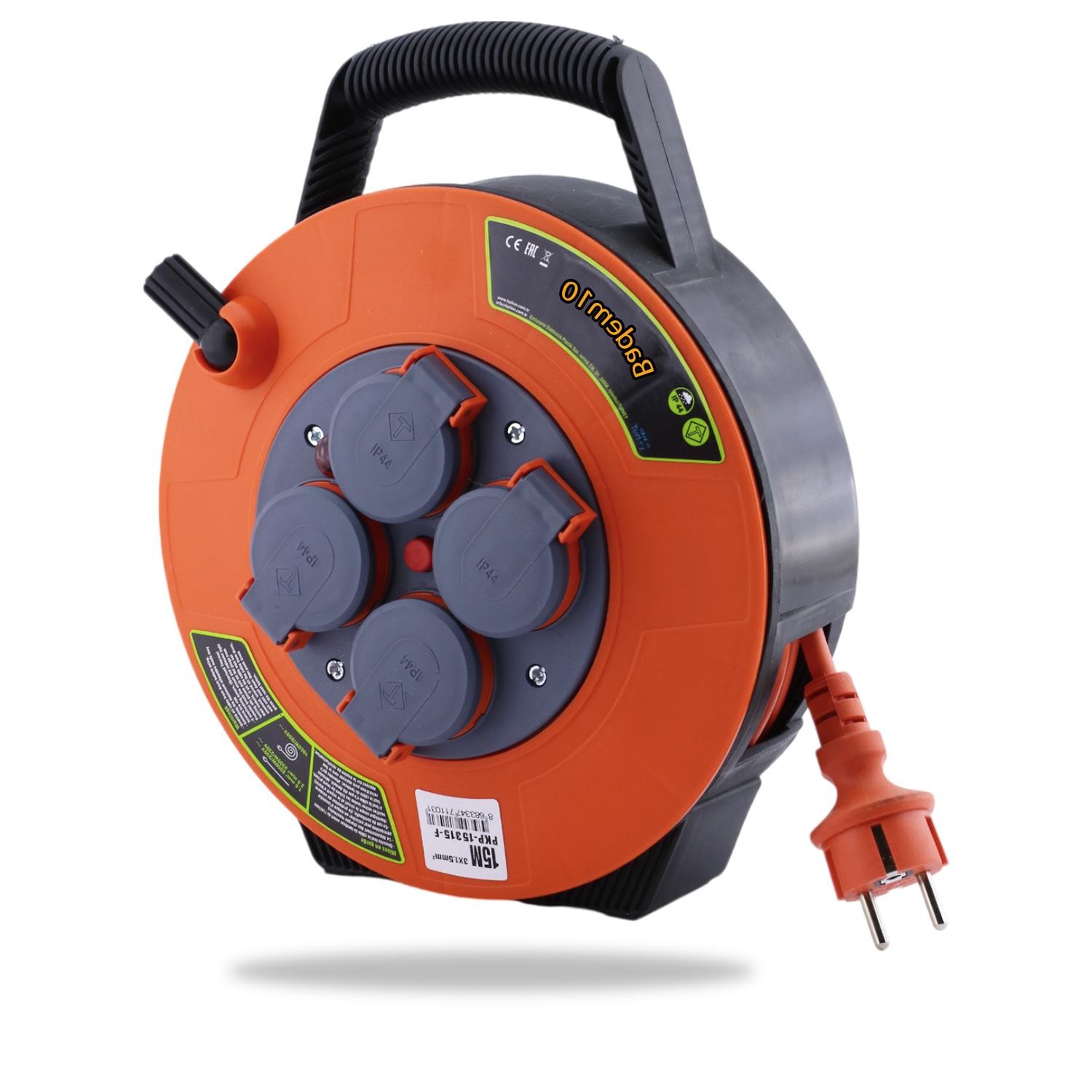 Bylion PKP-15315-F Plastik Kapaklı Mini Makaralı Seyyar 3x1.5 mm CCA Monofaze Uzatma Kablosu 4 Priz TTR Kablo 15 Metre