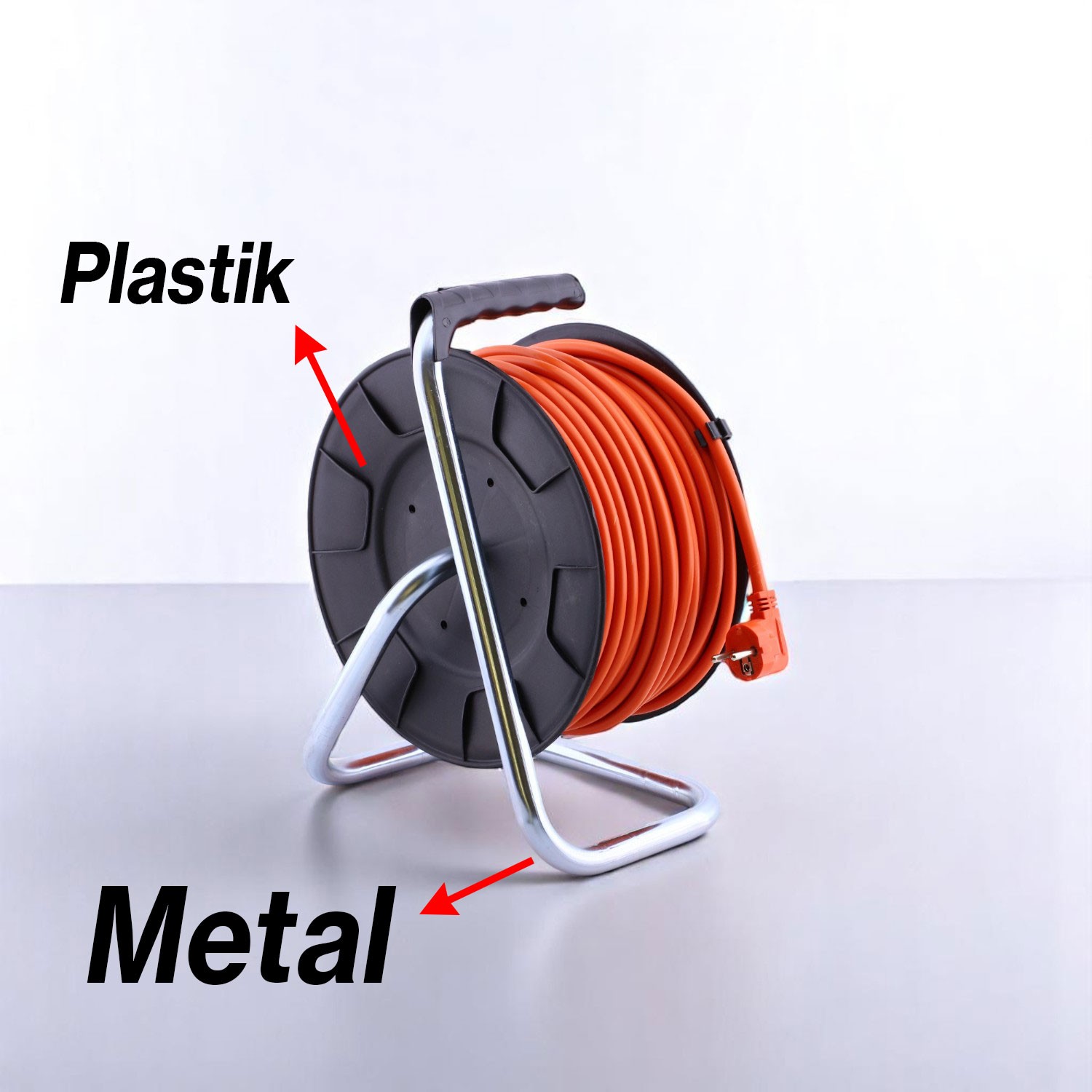 Makaralı Uzatma Kablosu 3x2.5 mm 50 Metre Termal Sigortalı 4 Prizli Monofaze Plastik Seyyar Makara