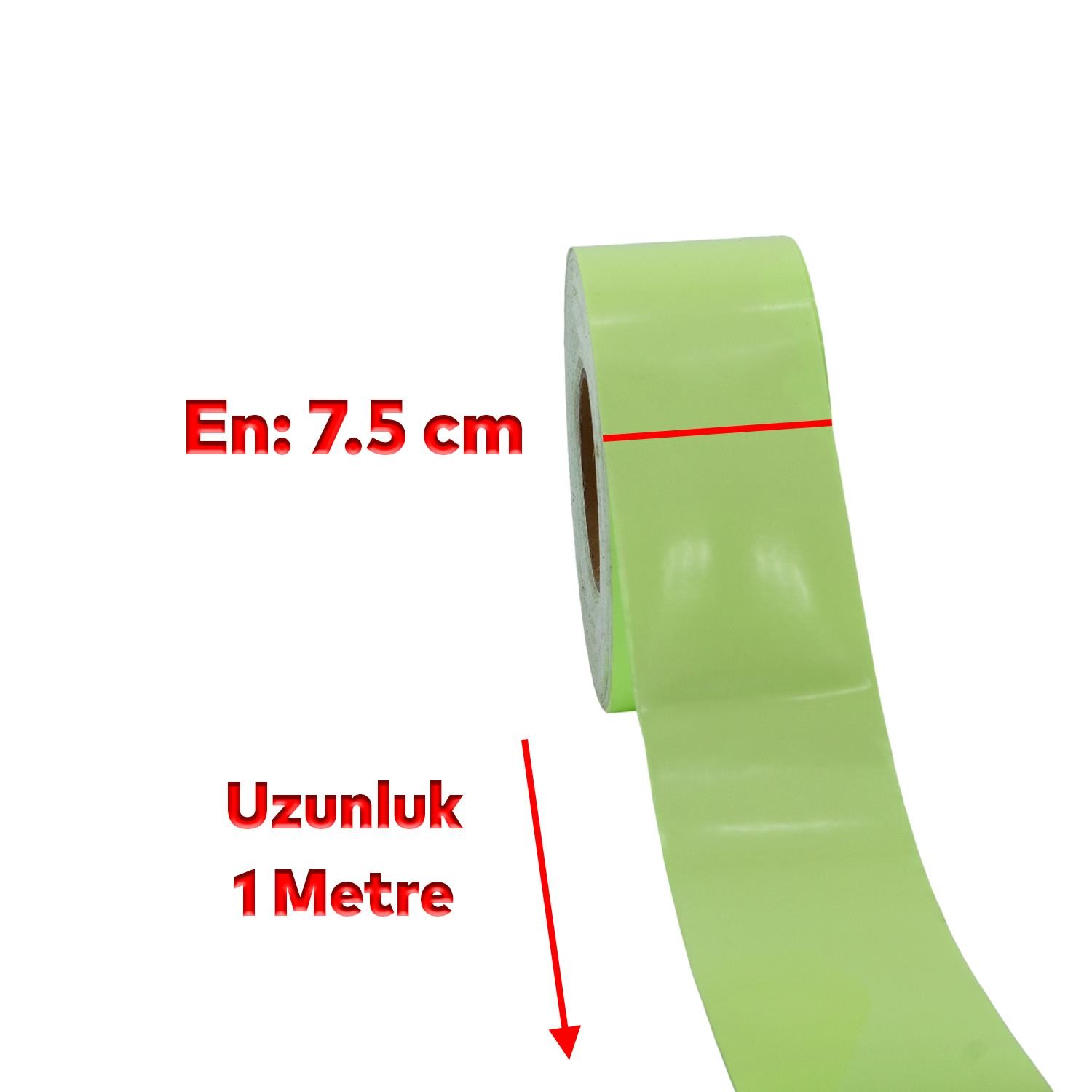 Fotolümen Gece Parlayan En 7.5 cm 1 Mt İkaz Yeşil Reflektörlü Fosforlu Reflektif Düz Şerit Bant 