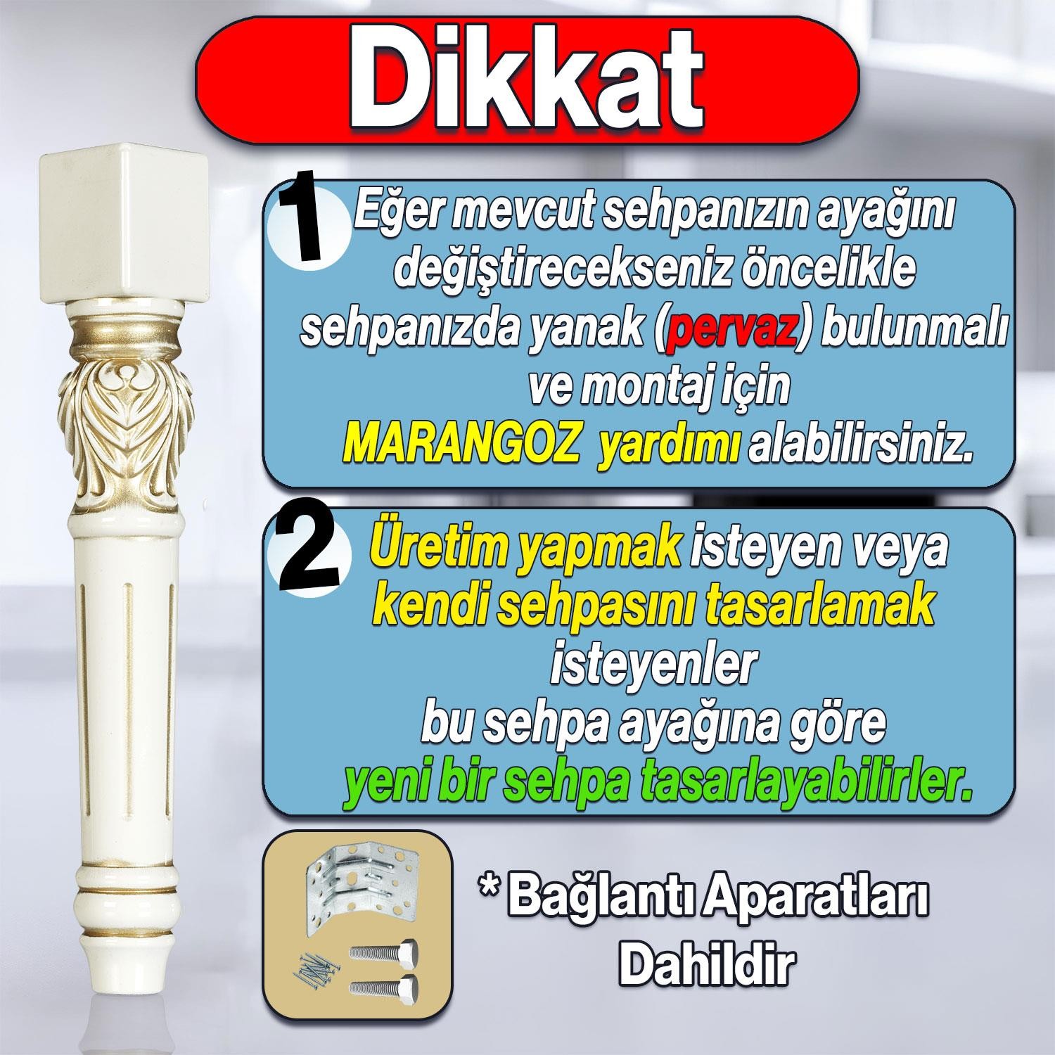 Star Plastik Sehpa Ayağı 44 cm 4 Adet Krem Altın Renk Orta Ayak Zigon Sehpa Mobilya Masa Ayakları