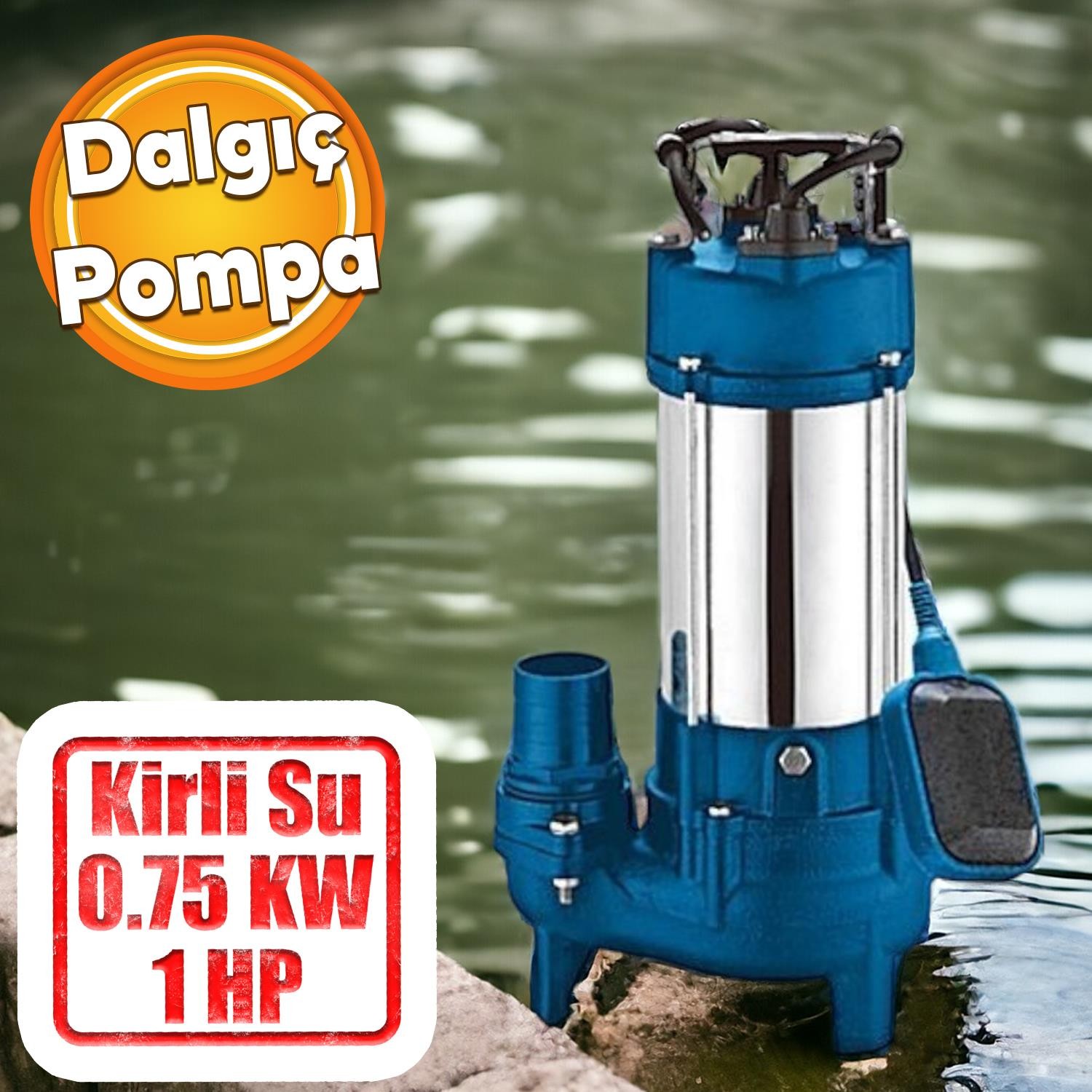 Kirli Su Pompası 0.75 kW Alüminyum Gövdeli Dalgıç Tip Rainpump 1 HP Monofaze Atık Su Logar Lağım