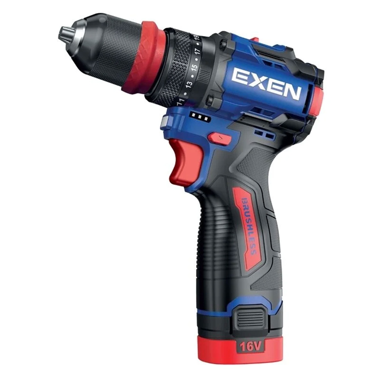 Exen EN 162 DS Kömürsüz Darbeli Akülü Matkap 16V 2Ah Li-ion Hızlı Şarj Led Işıklı Taşıma Çantalı