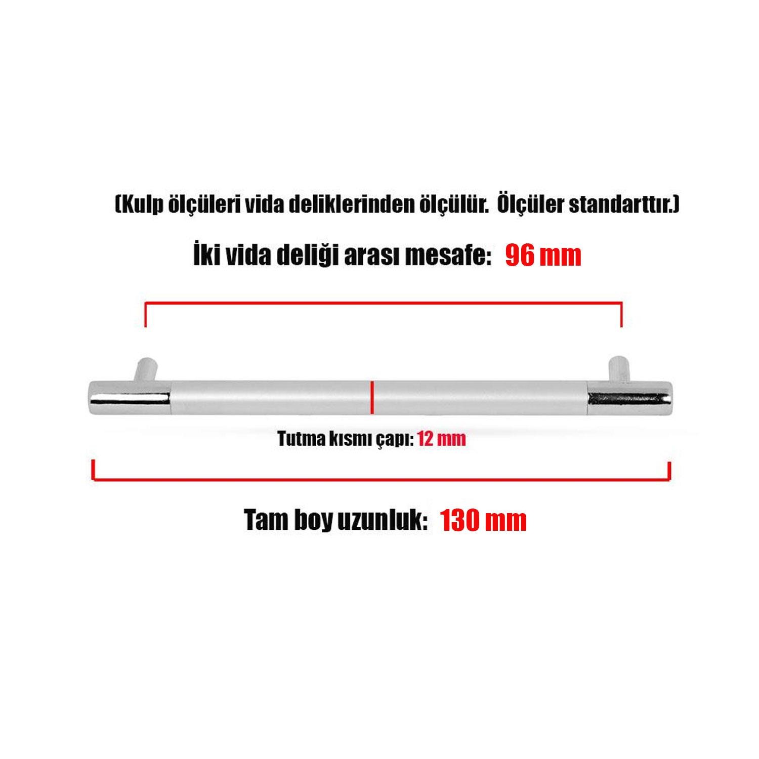 Mobilya Mutfak Çekmece Dolap Dolabı Kapak Kulpu Kulpları Kulbu (96 MM-9.6 CM) Mat Krom