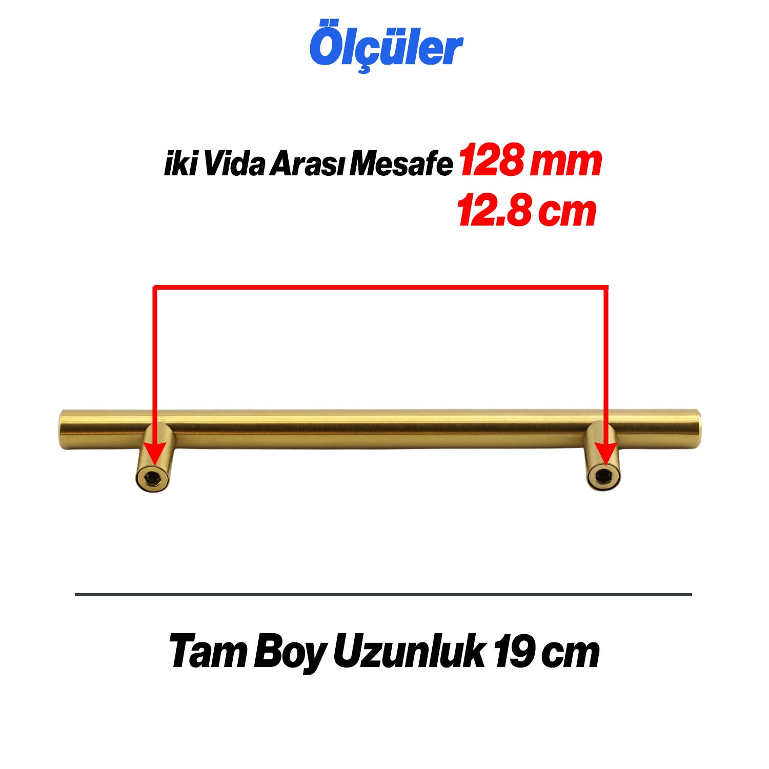 Alteta 10 ADET (128 mm - 12.8 cm) Gold Altın Metal Mobilya Mutfak Çekmece Dolap Kulbu Kulpu Kulpları