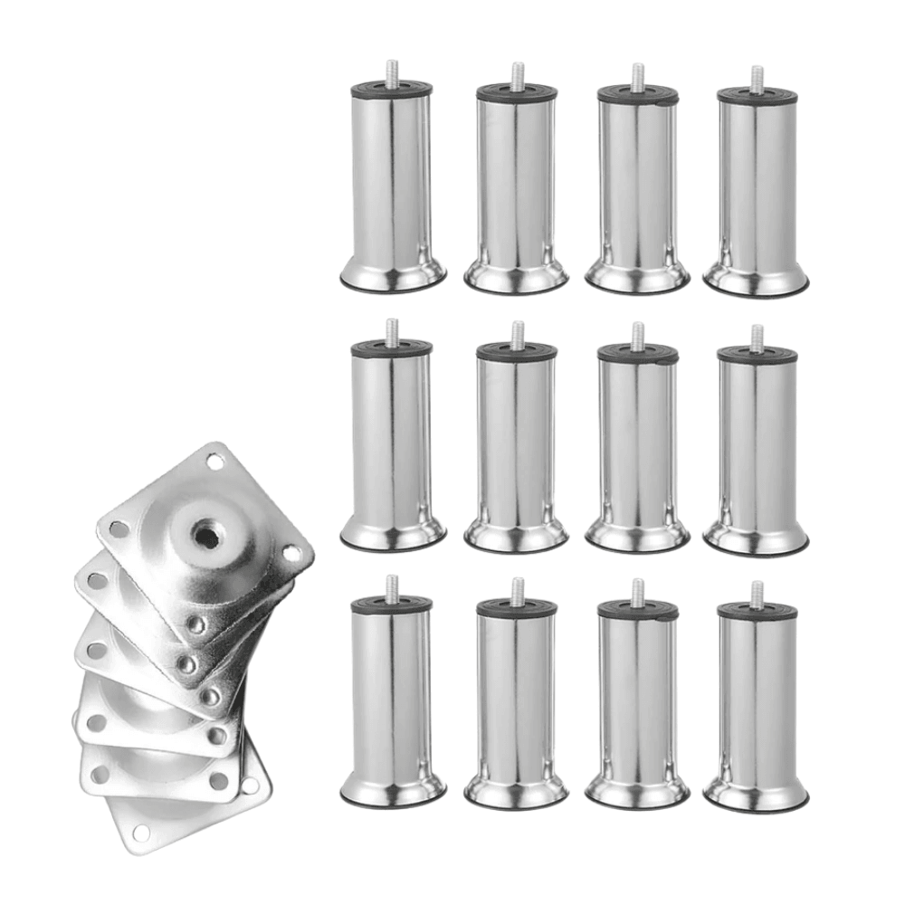 12'li Set Metal Mobilya Kanepe Koltuk Baza Yatak Çekyat Yükseltme Ayağı Ayakları M8 Civata Krom 12 Cm