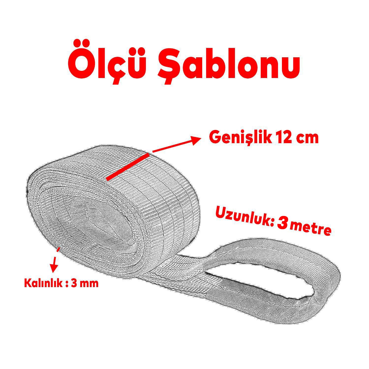 Sapan Polyester Spanzet 5 Ton 3 Metre Kırmızı Sağlam Yük Kaldırma Taşıma İndirme Halat