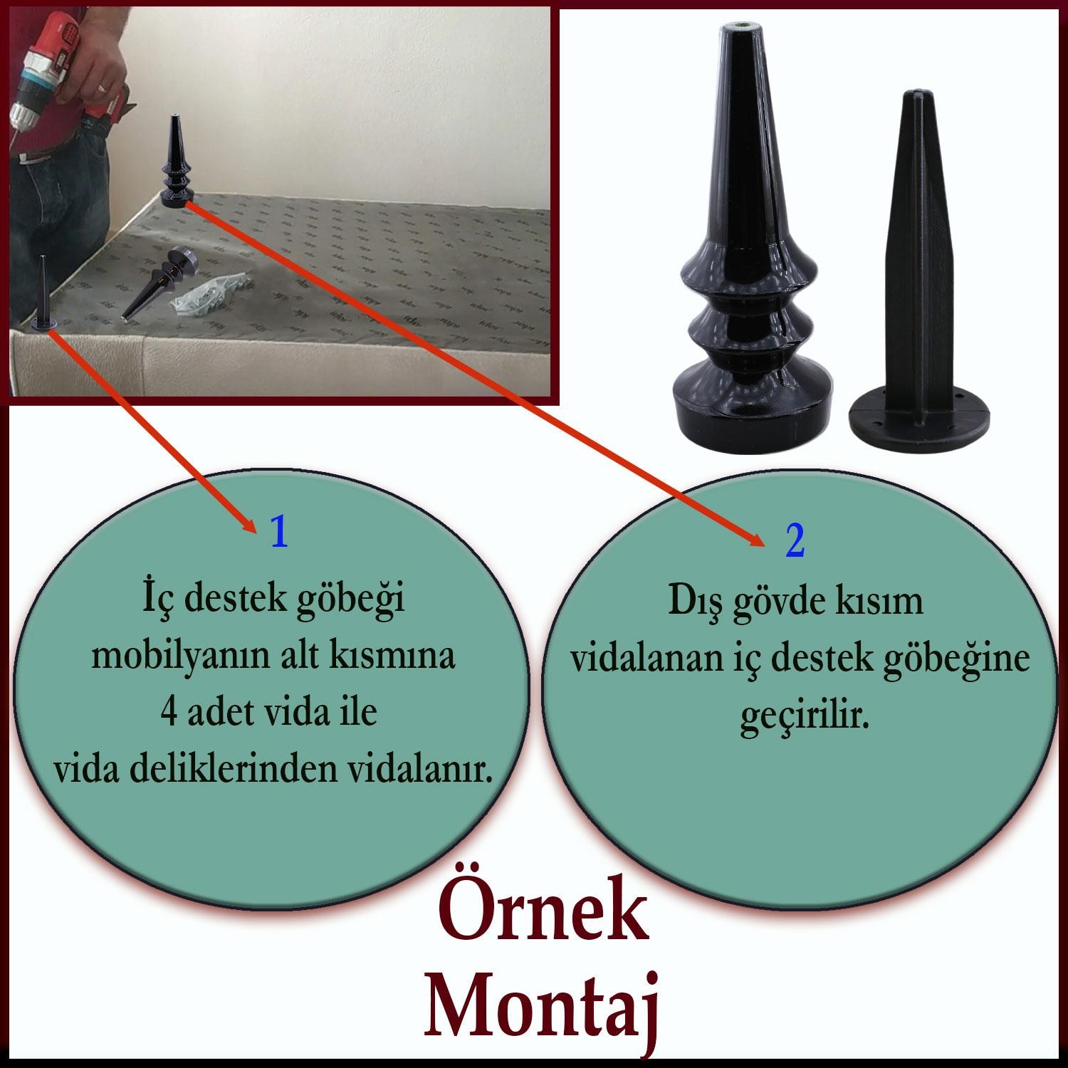 Oliva Siyah 17 Cm Mobilya Kanepe Koltuk Tv Ünitesi Konsol Yükseltme Yükseltici Ayağı Ayakları 4 Adet