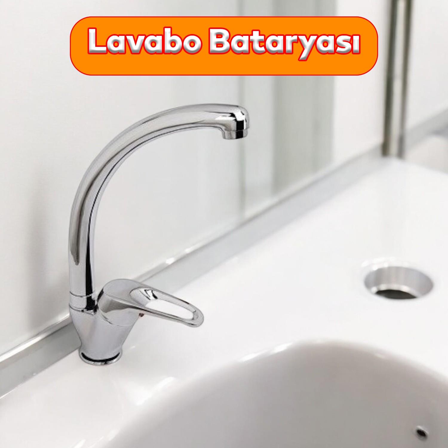 El Yıkama Musluğu Kuğu Banyo Lavabo Sıcak Soğuk Çift Su Girişli Çeşmesi Bataryası 27 cm