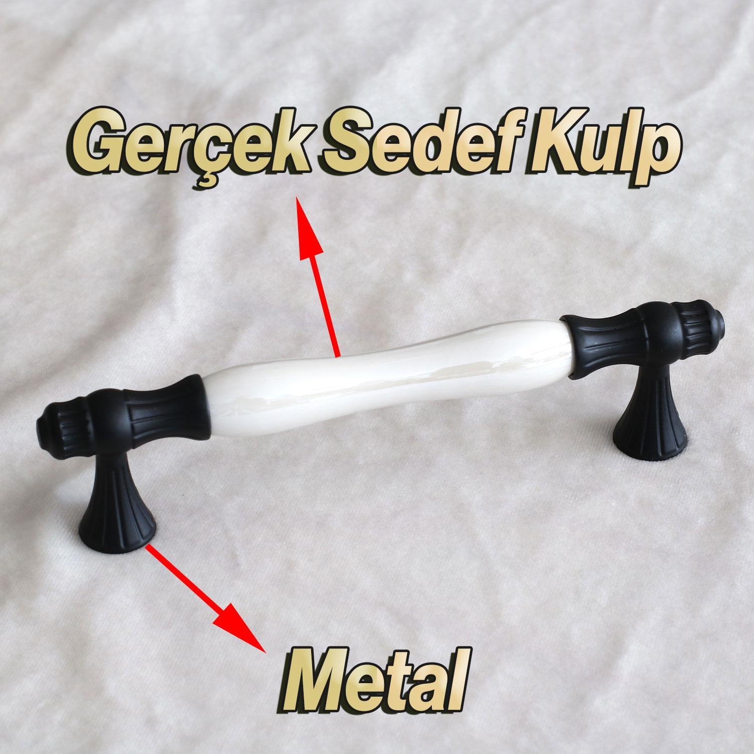 Gerçek Sedef Kulp Siyah 128 mm Mobilya Kulpları Kulp Çekmece Dolap Mutfak Dolabı Kapak Kulbu