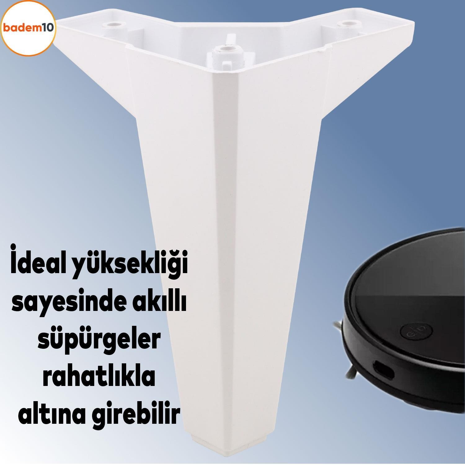 Sedir 6'lı Set Mobilya TV Ünitesi Çekyat Koltuk Kanepe Destek Ayağı 15 cm Beyaz Baza Ayak
