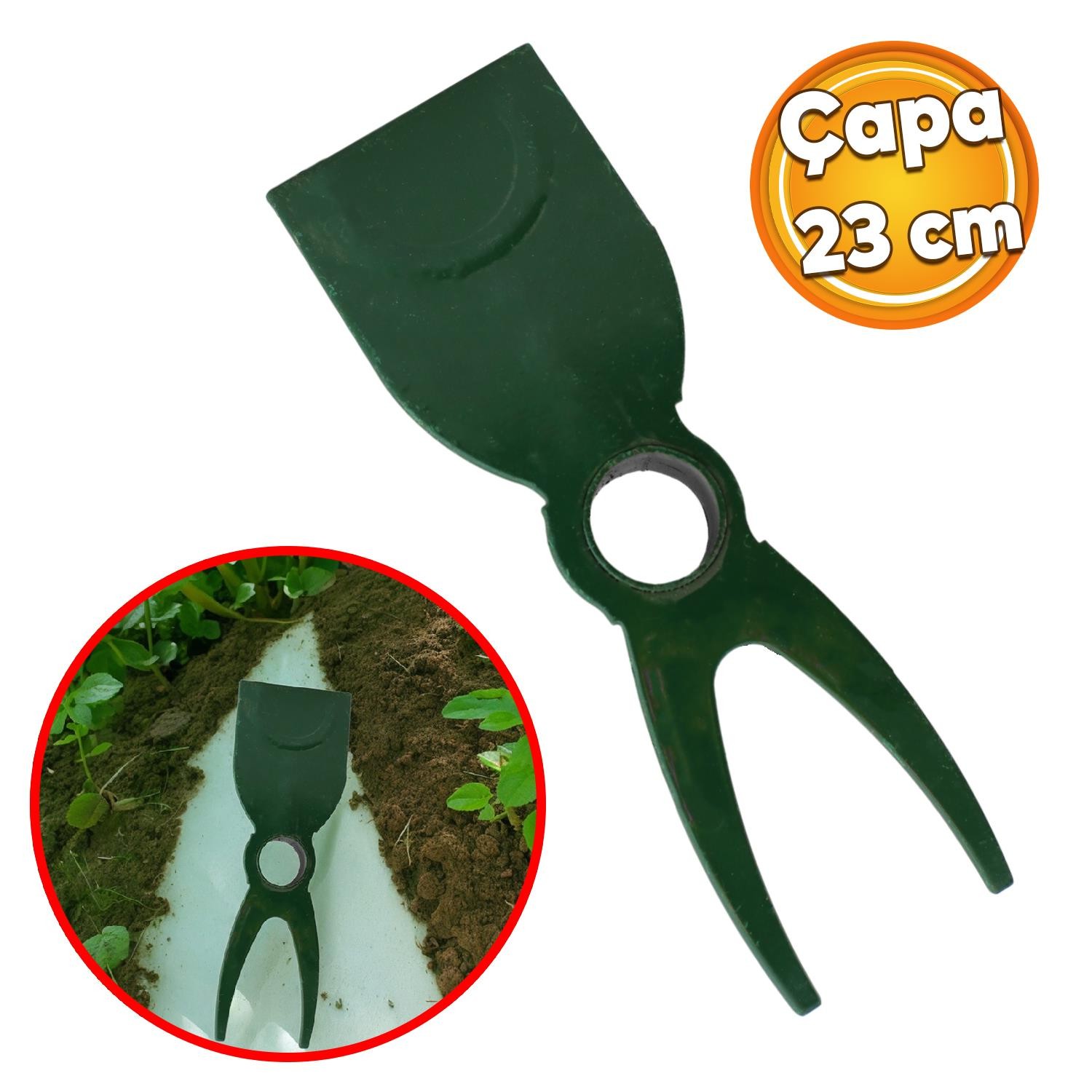 Metal Çapa Bahçe Çapası Çift Taraflı Çatallı Düz Hobi Çapa 23 cm Demir Döküm 