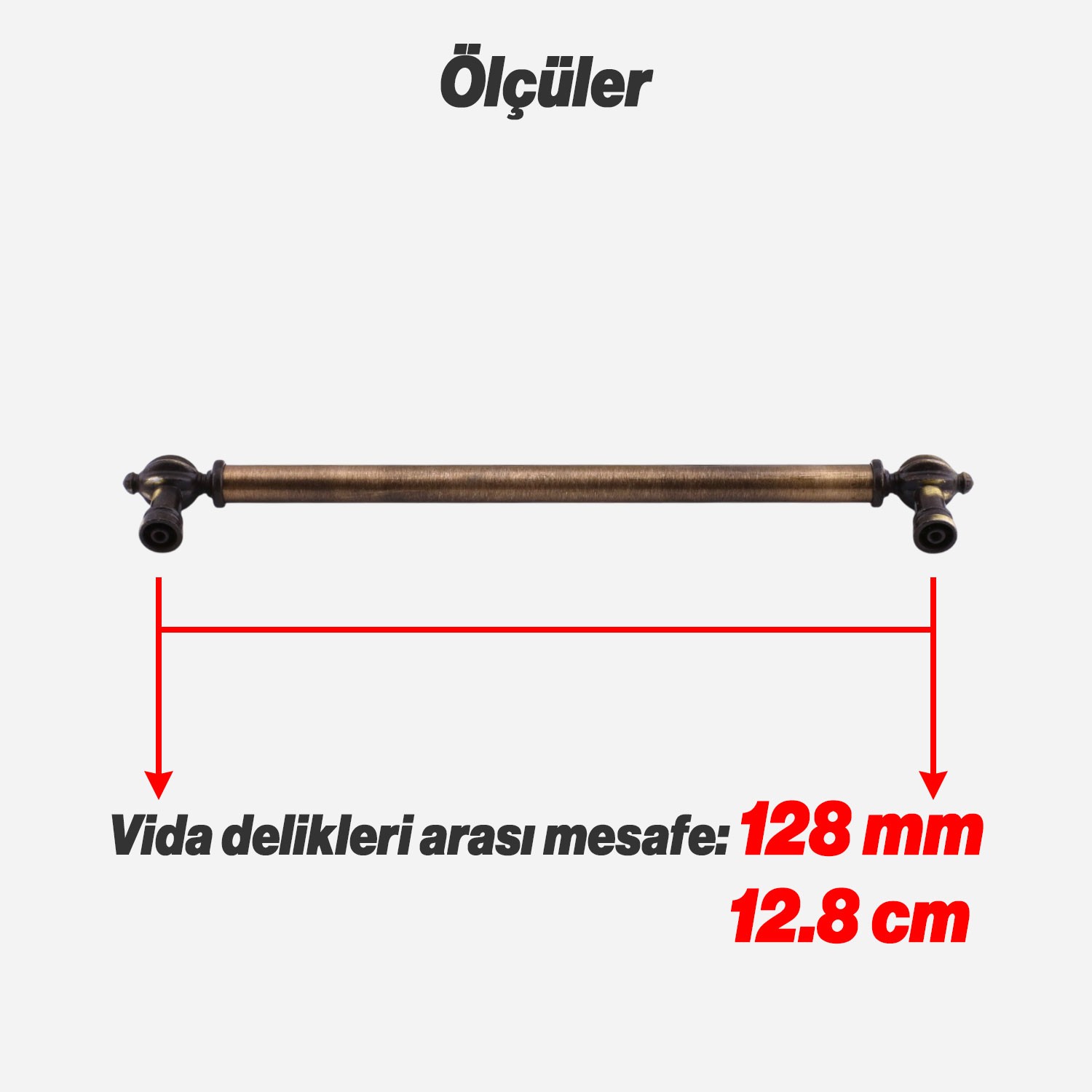 Defne Metal Eskitme Antik Sarı Kulp 128 mm Mobilya Çekmece Mutfak Dolabı Dolap Kulpları Kulb Kulpu