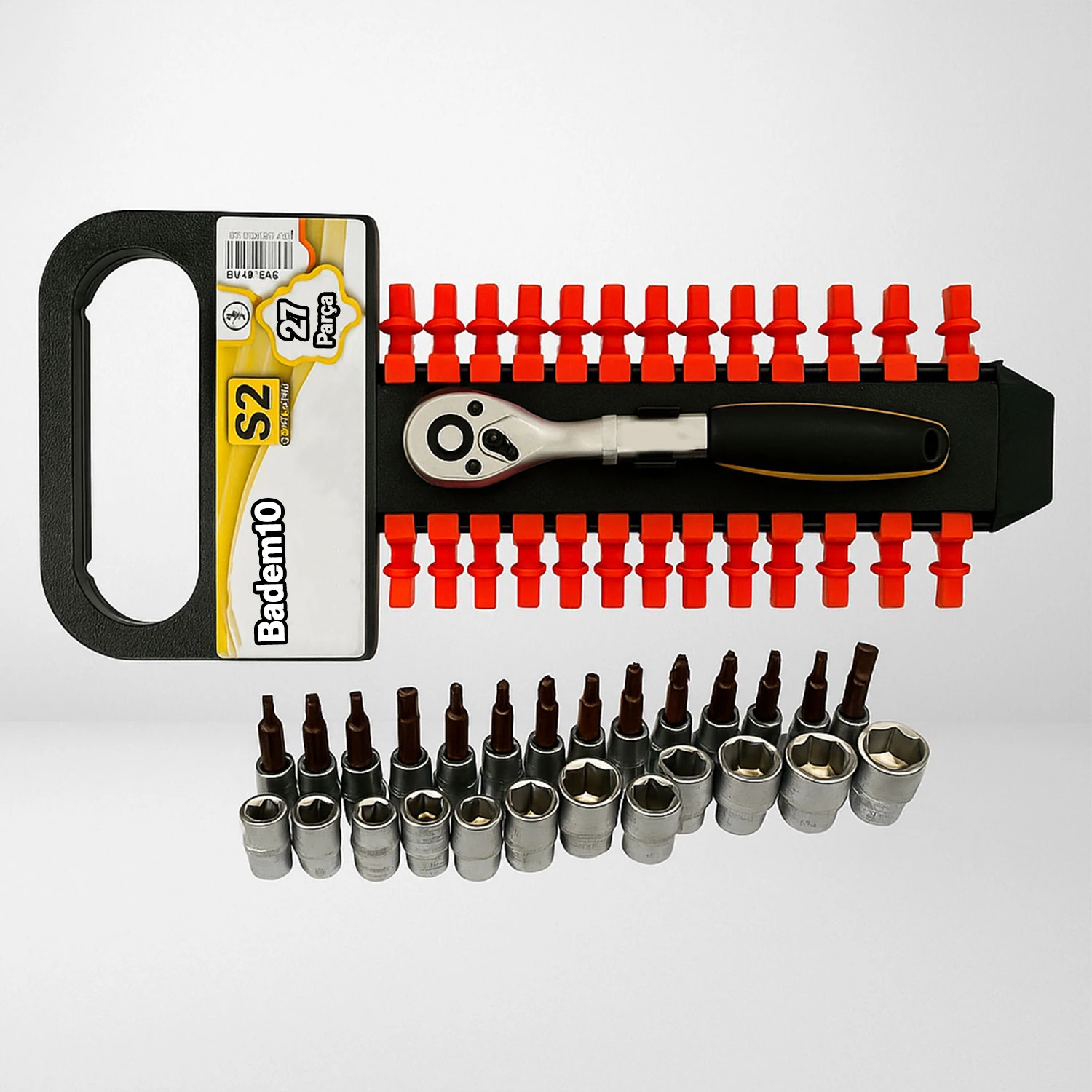 Profesyonel 1/4'' 6 Köşe 27 Parça Lokma Anahtar Seti Kompakt Dayanıklı Taşınabilir Alet Seti