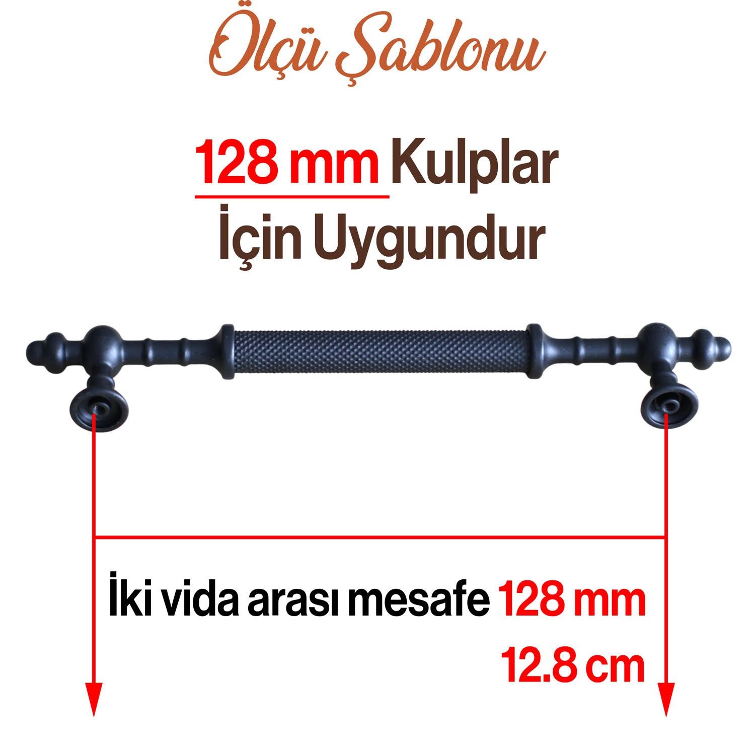 Ladin Siyah Metal Kulp 128 mm (12.8 cm) Mobilya Çekmece Mutfak Dolabı Dolap Kapak Kulpları Kulbu