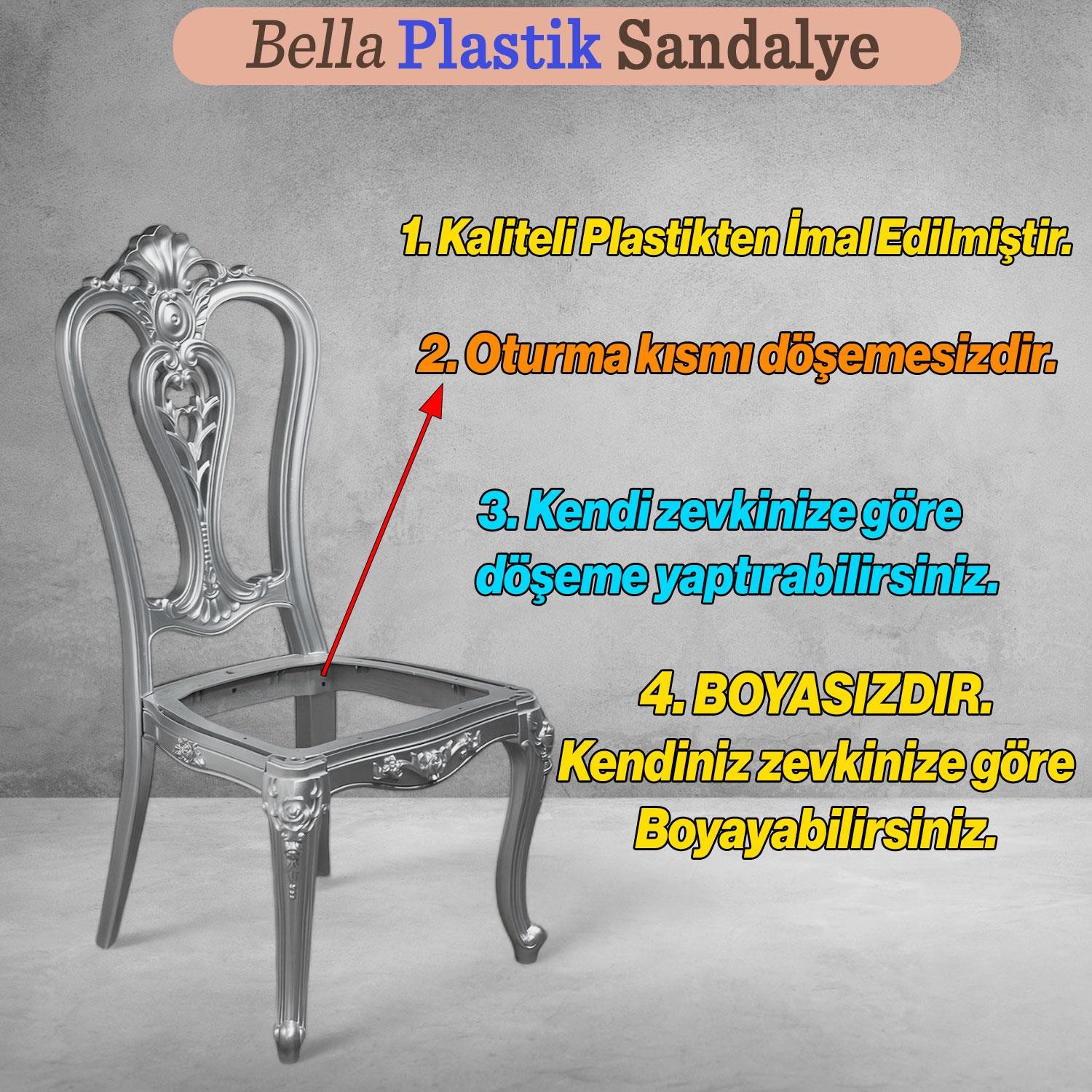 Begonya Sandalye Sert Plastik Boyasız Ham Koltuk Bahçe Balkon Mutfak Yemek Masası Sandalyesi