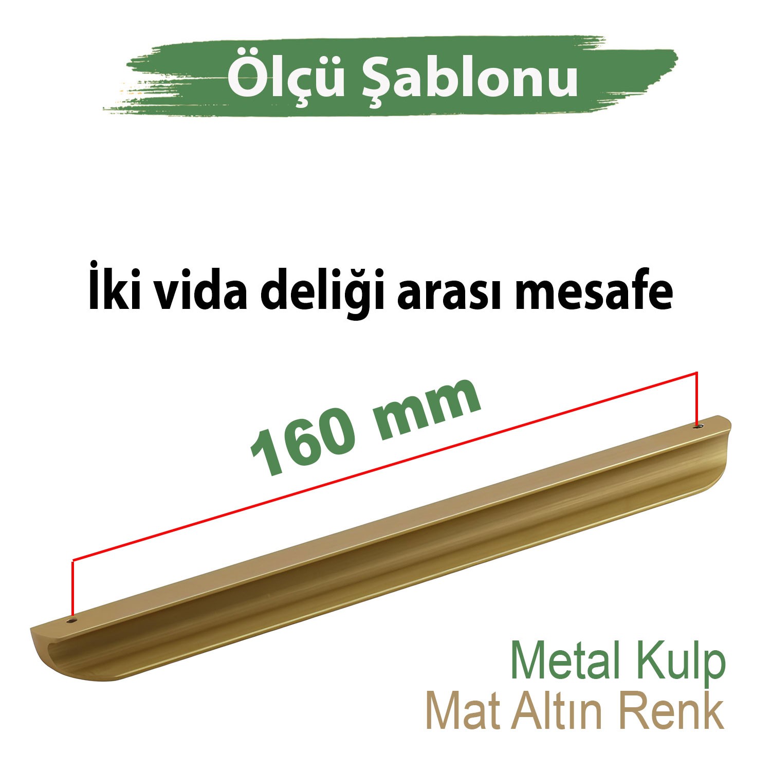 Fırat 160 mm Mat Gold Altın Kulp Metal Mobilya Çekmece Mutfak Dolap Kapak Kulpları Kulbu Dolabı Kulpu