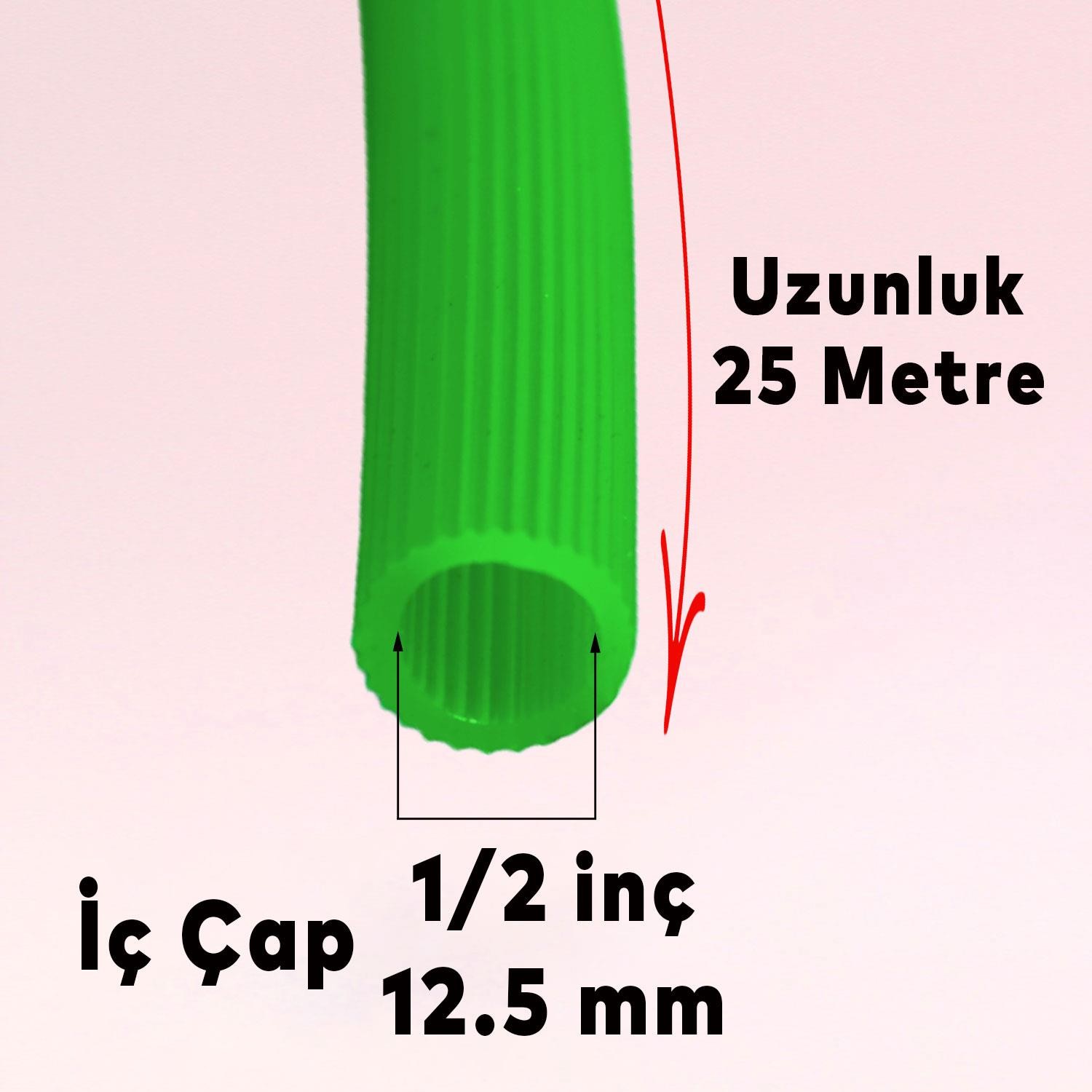 Bahçe Çeşme Su Hortumu İç Çap 1/2 Naturel Silikonlu Sulama Araç Yıkama Hortum 25 Metre