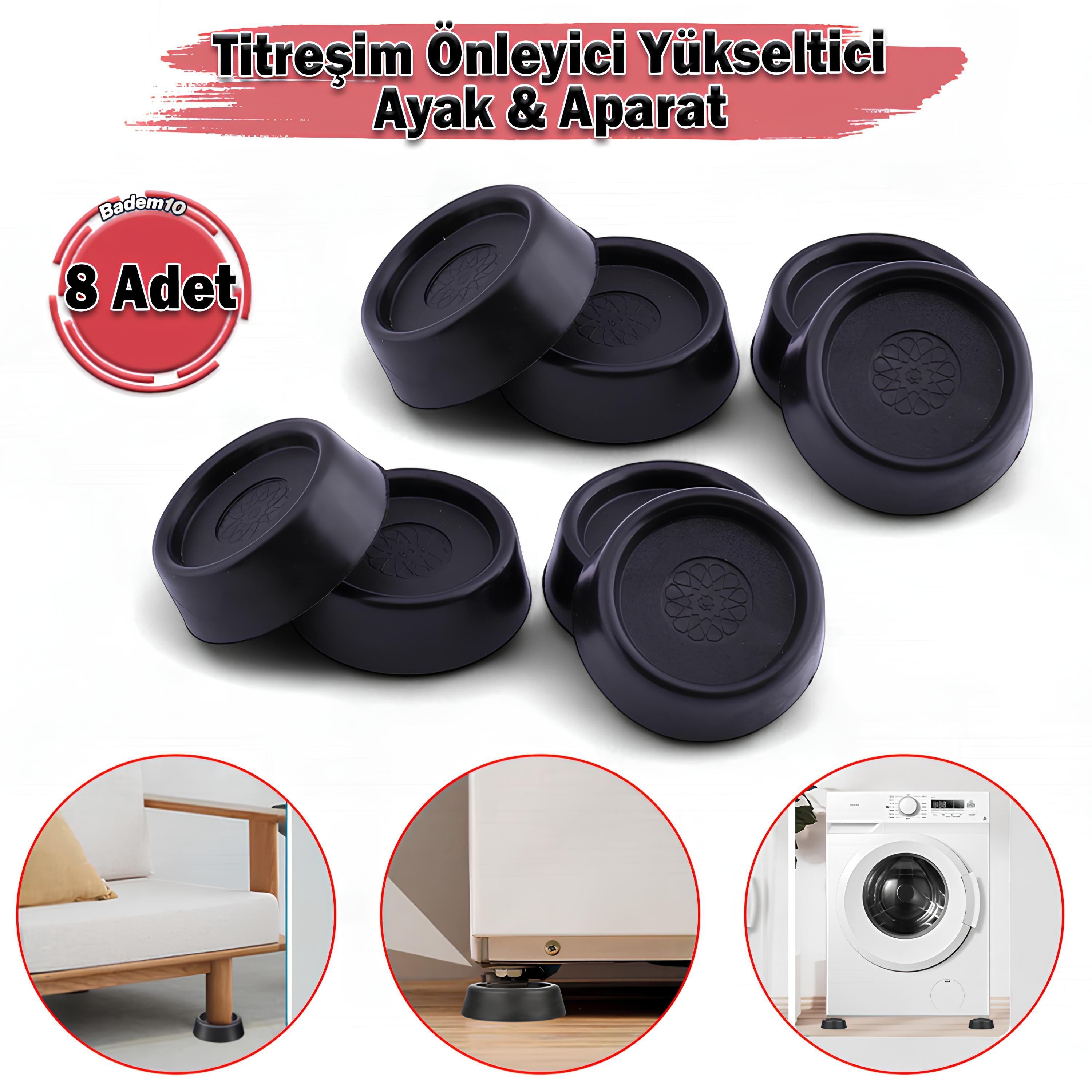 Titreşim Önleyici Beyaz Eşya Çamaşır Makinesi Ayağı 8 Adet Kaymaz Gürültü Azaltıcı Engelleyici Ayak