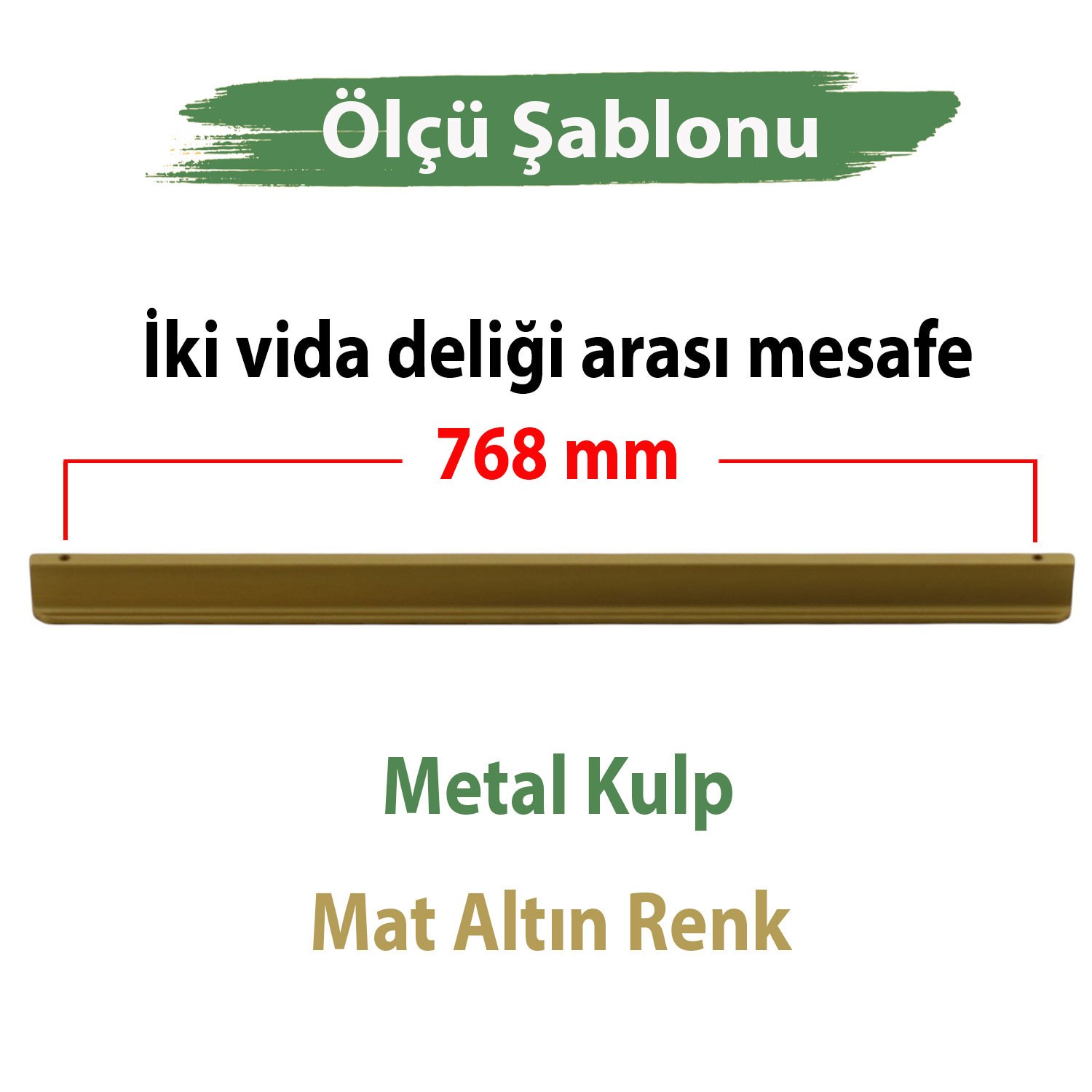 Lüx Çekme Kol Mat Altın 768 mm Metal Çekmece Sürgülü Aynalı Dolap Kulpu Gold