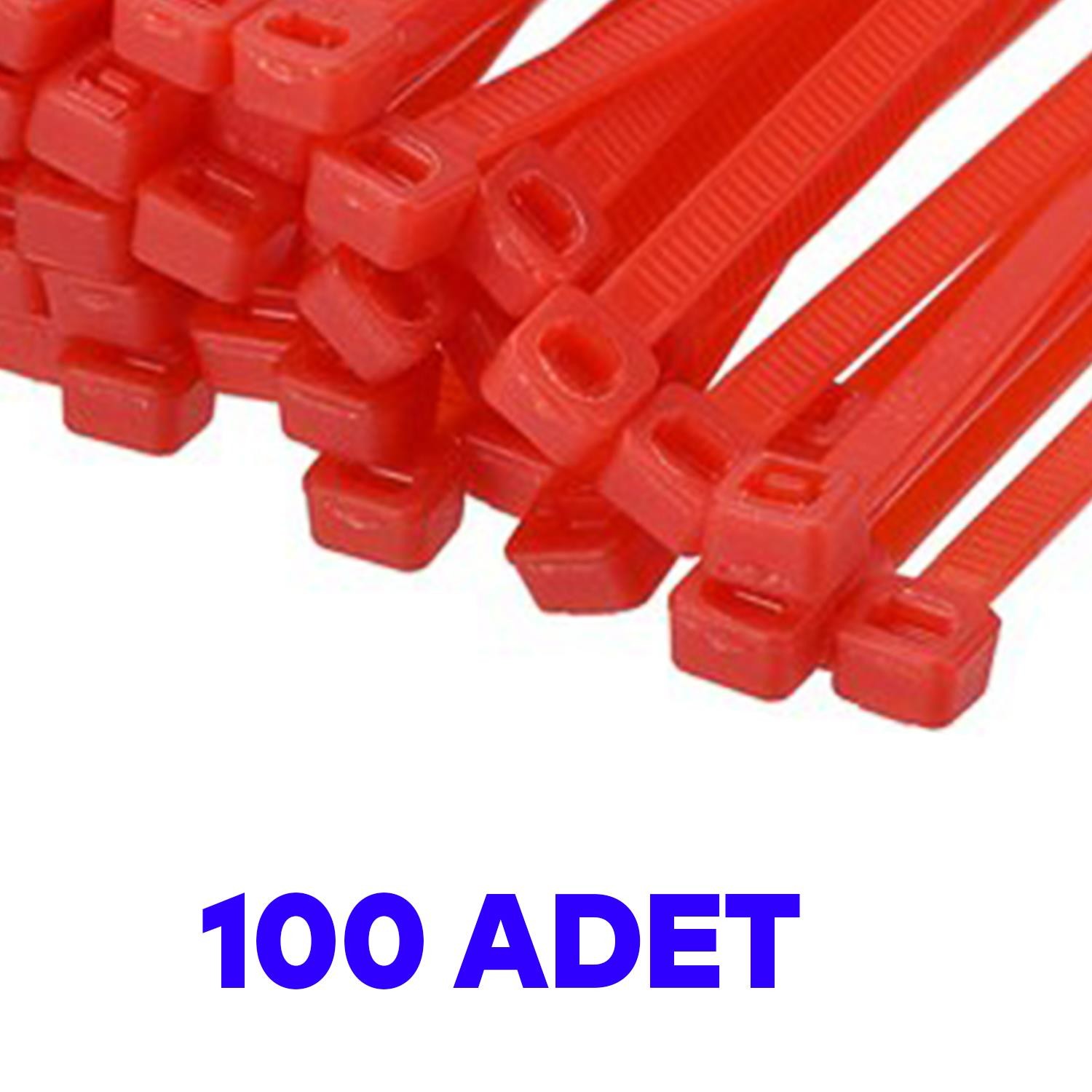 Cırt Kelepçe Plastik Kırmızı Renk Kablo Zip Bağı Çok Amaçlı Bağlama 2.5x150 mm 100 Adet
