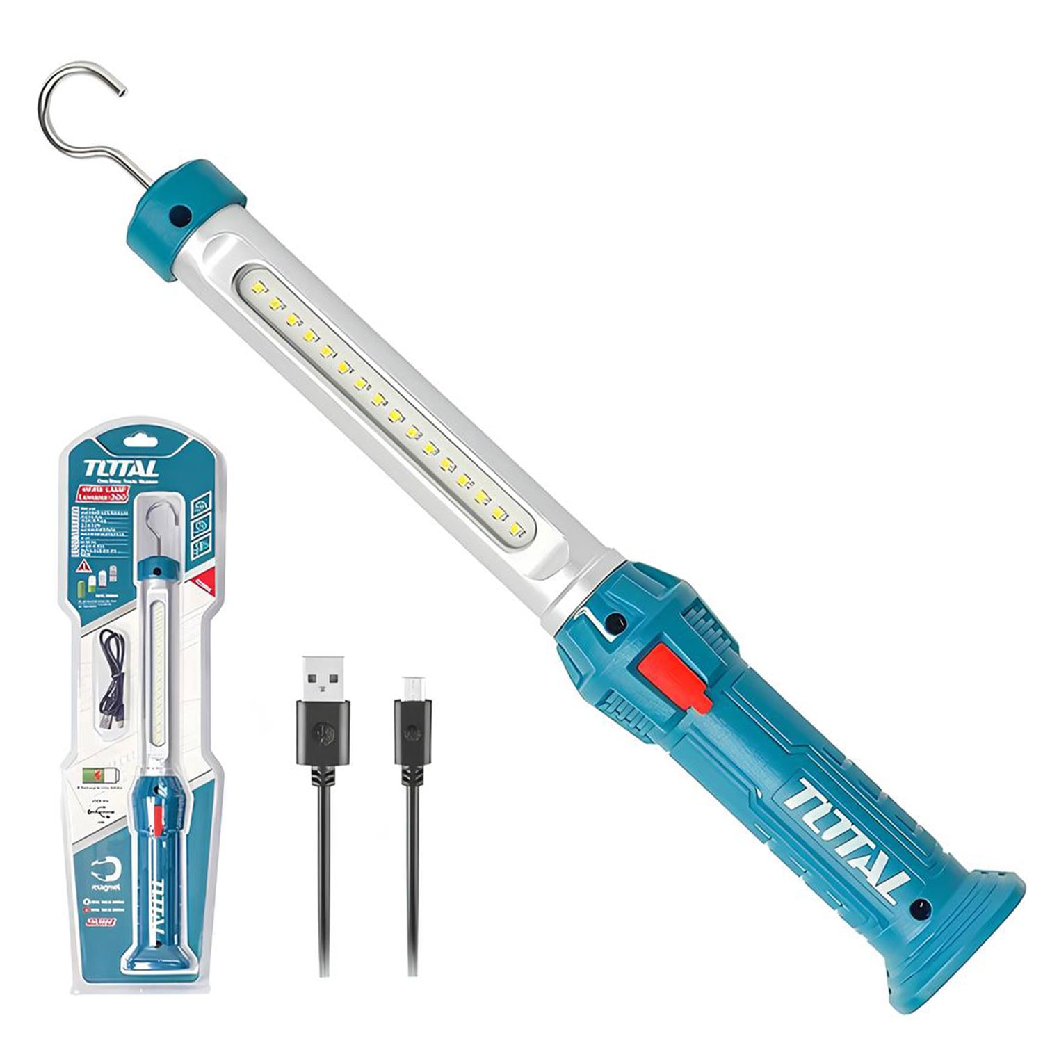 Total TWLI35261 Şarjlı Askılı Mıknatıslı Led Lamba Çalışma Işığı 300 Lümen 3.5W Usb Şarjlı Lion Pil