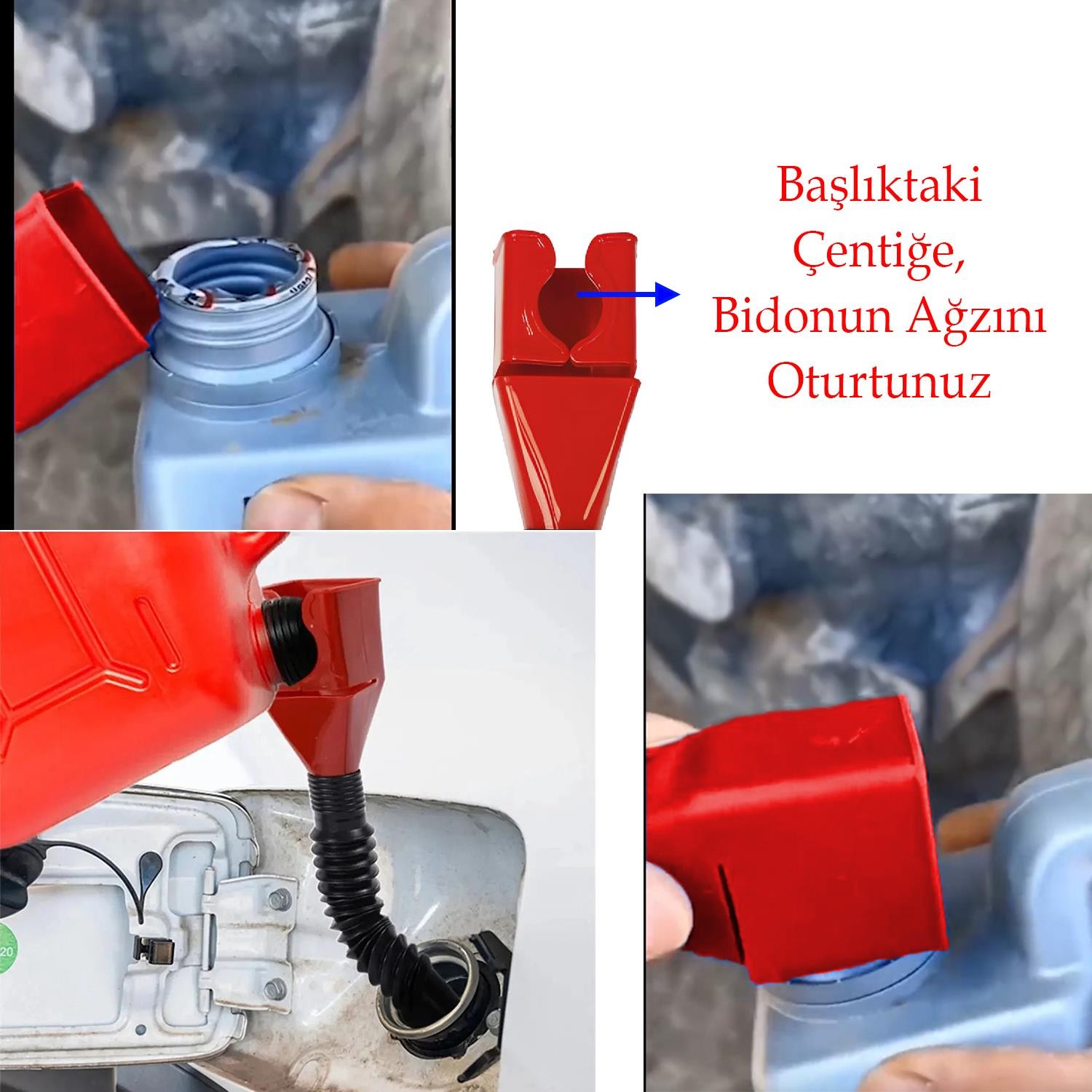 Akrobat Plastik Bidon Ağzı Huni Mazot Sıvı Yağ Benzin Su Pratik Boşaltma Uzayan Kısalan Oynar Uçlu