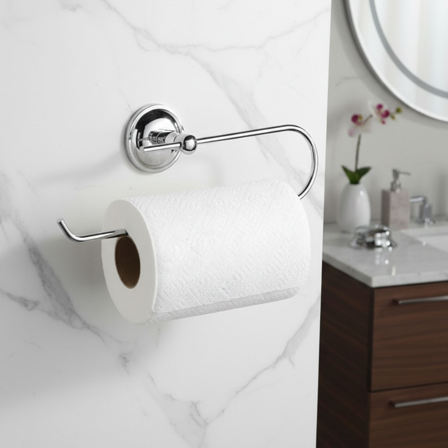 Açık Kağıt Havluluk Krom Gümüş Metal Duvara Monte Vidalı Banyo Tuvalet Mutfak Kağıt Havluluk 25 cm
