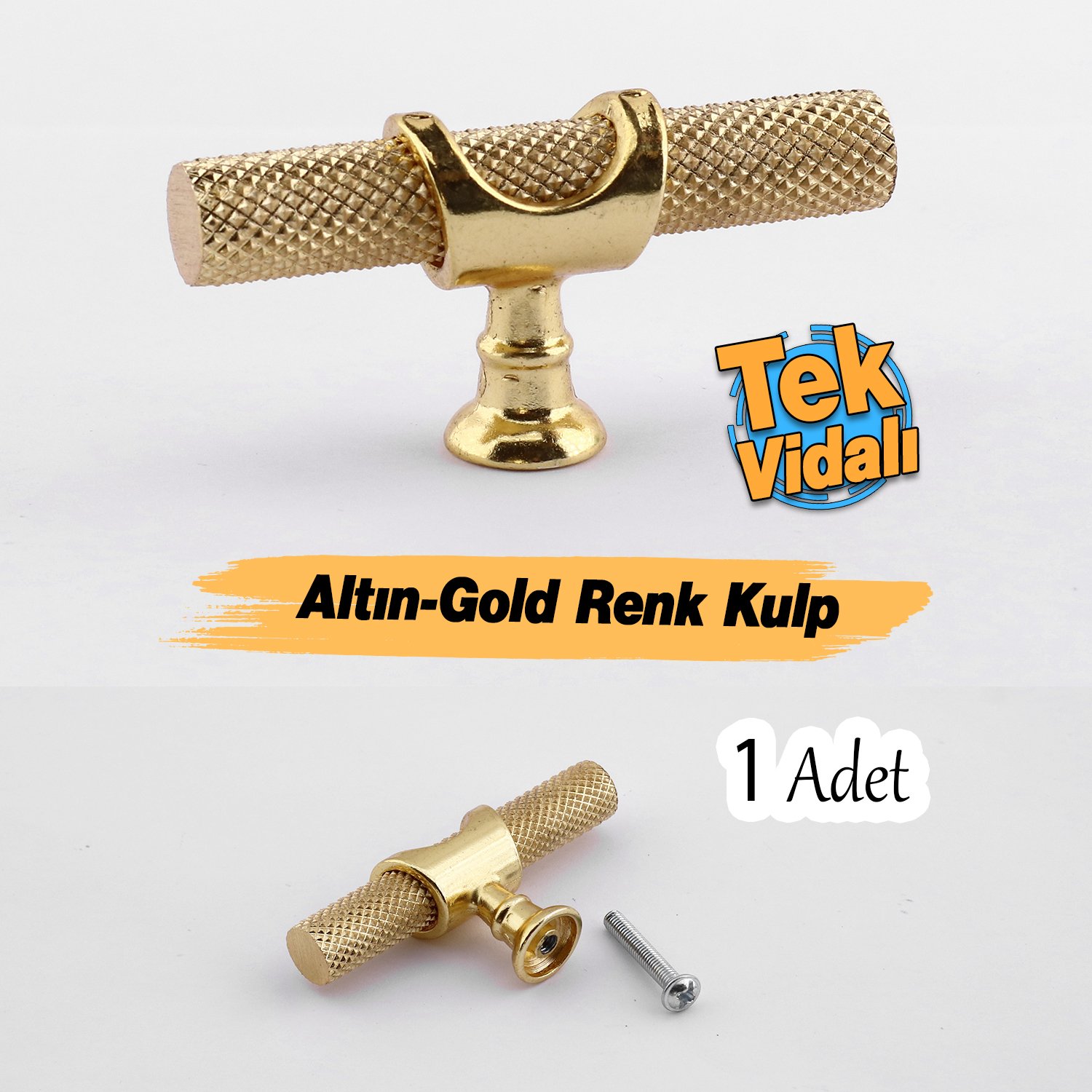 Tek Vidalı Tırtıklı Lüks Gold Düğme Metal Kulp Çekmece Mobilya Mutfak Dolabı Dolap Kulbu Kulplar