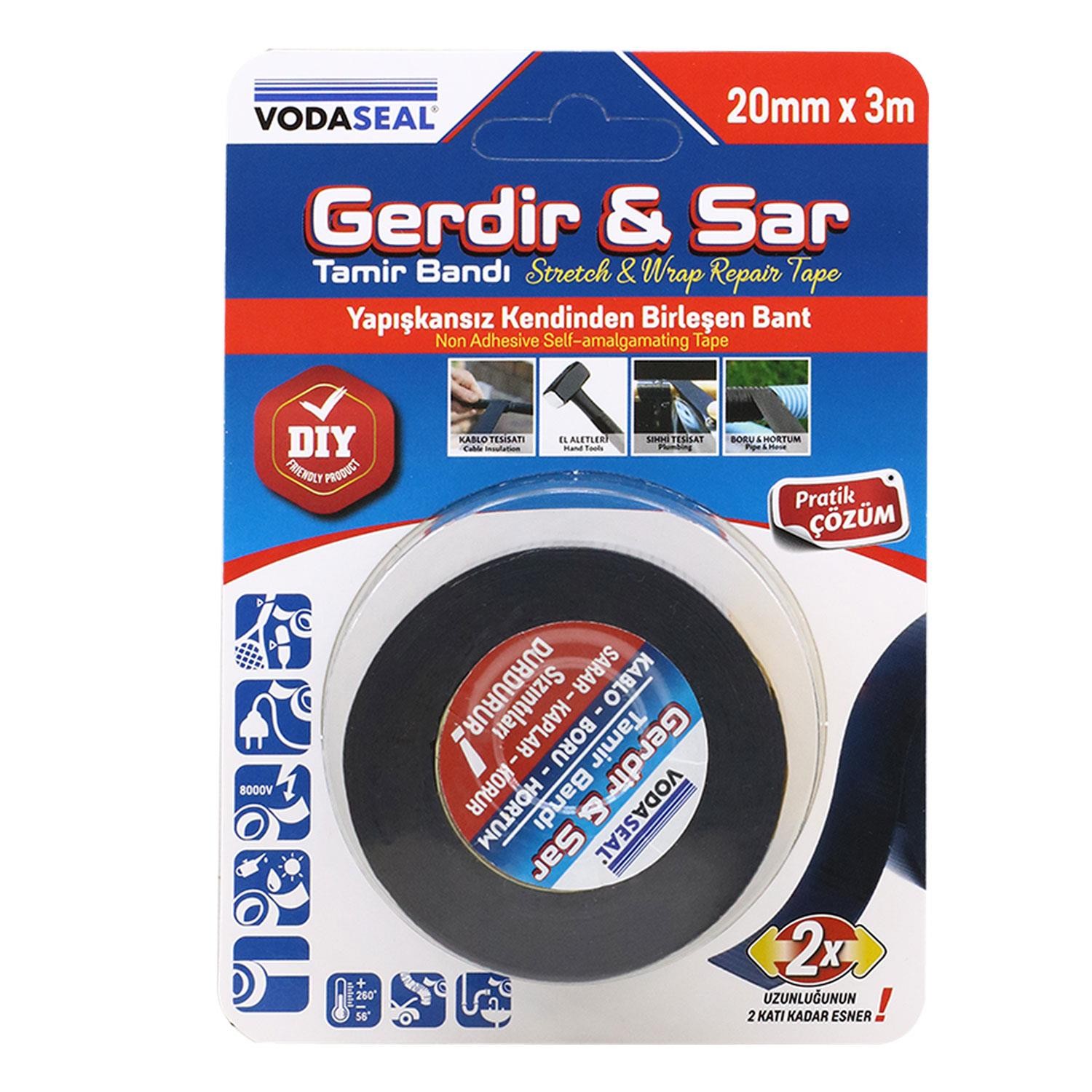 Gerdir Sar Esnek Tamir Bandı 20 mm x 3 Mt Kendinden Birleşen Kauçuk Bant