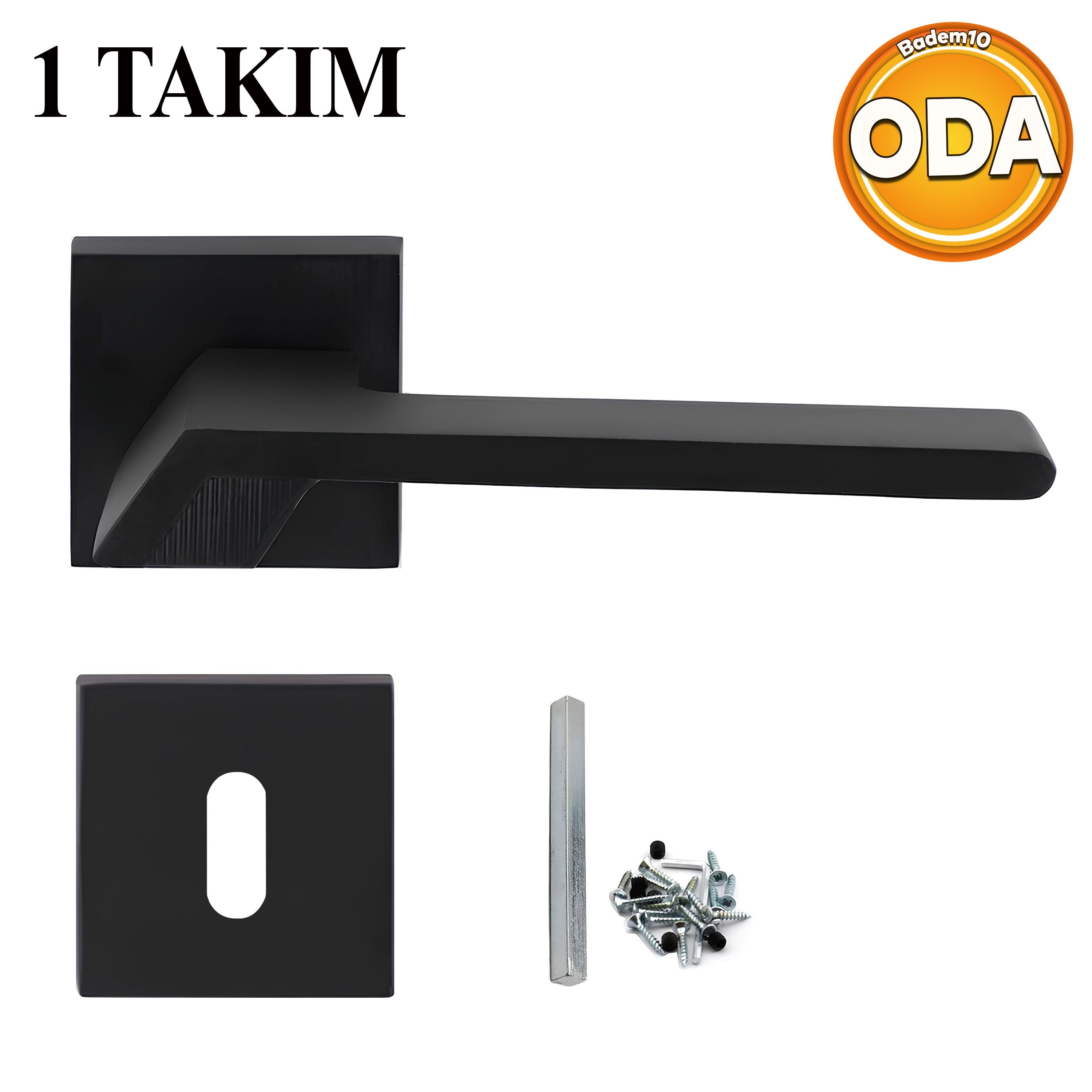 Güneş Oda Kapı Kolu Mat Siyah Sağa Sola Uygun Ön Arka Oda Kapısı 1 Takım
