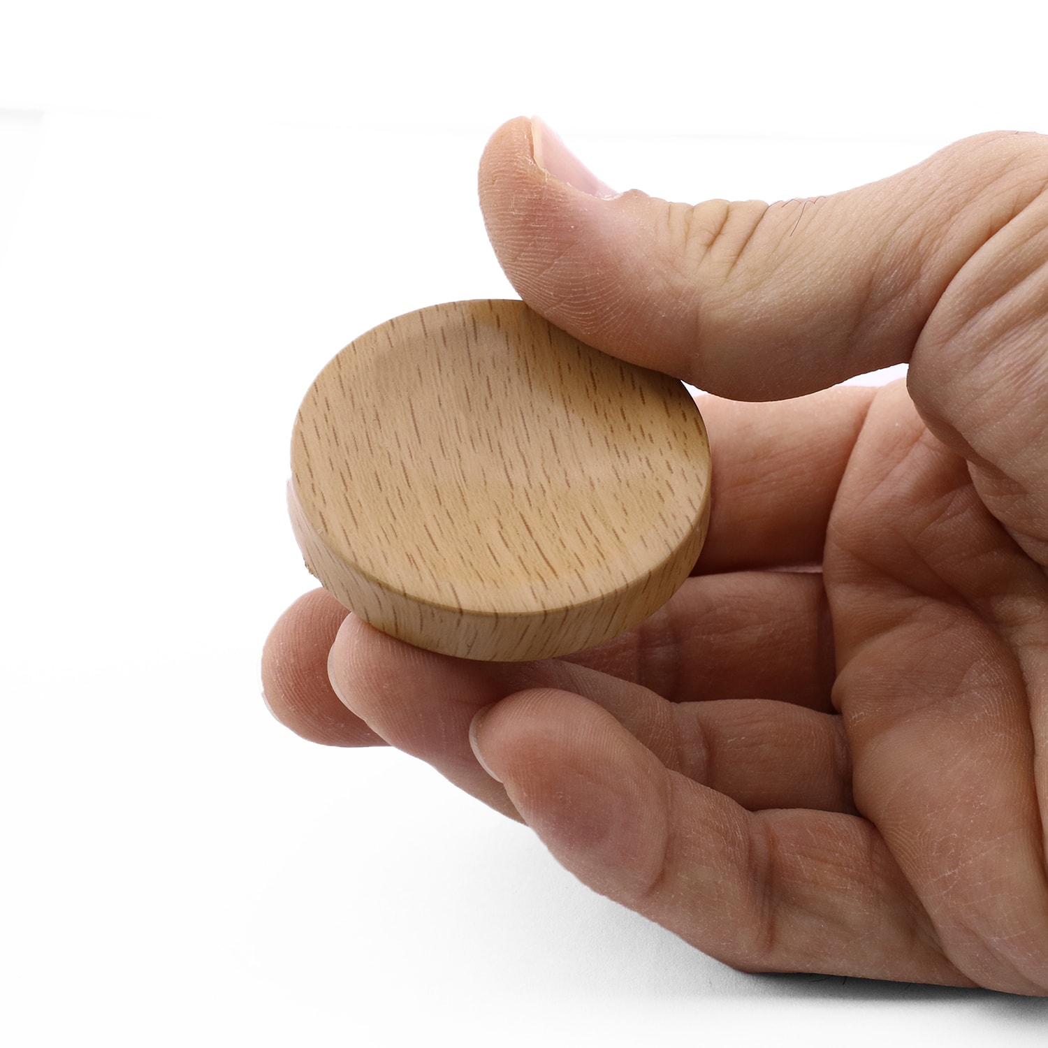 Tek Vidalı (10 Adet) İç Bükey Plastik Düğme Kulp Doğal Meşe Renk Mobilya Dolap Çekmece Kulpu Kulbu