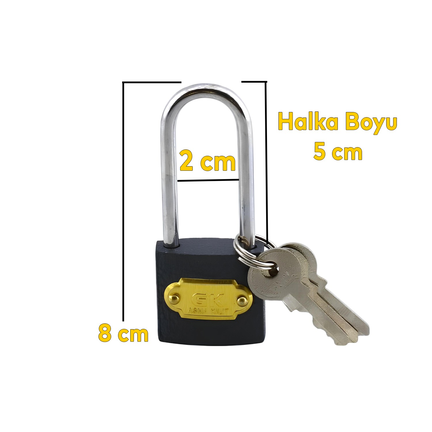 Gri Döküm 3 Anahtarlı Asma Kilit 40 mm Uzun