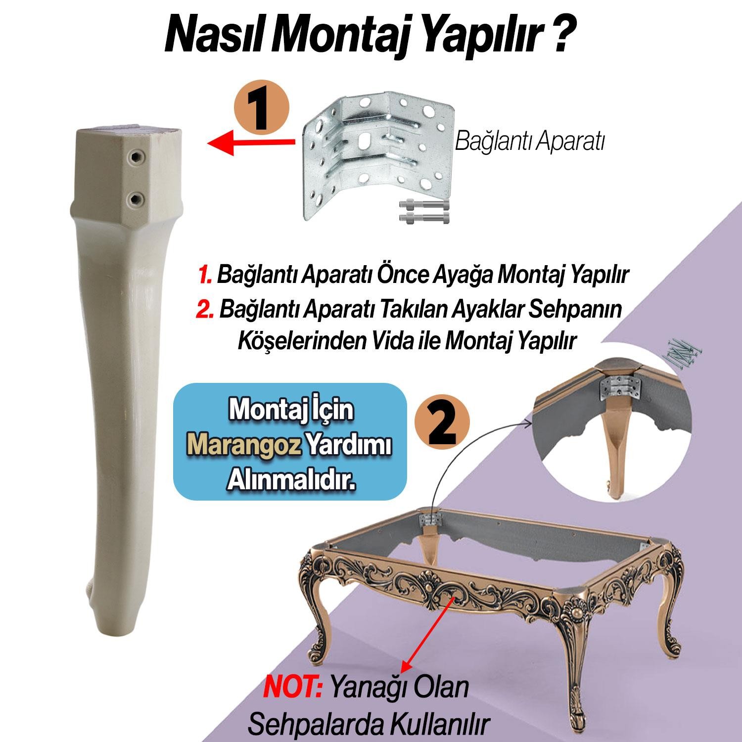 Nehir Plastik 4 Adet Sehpa Ayağı 40 cm Krem Kahverengi Orta Ayak Zigon Sehpa Mobilya Masa Ayakları