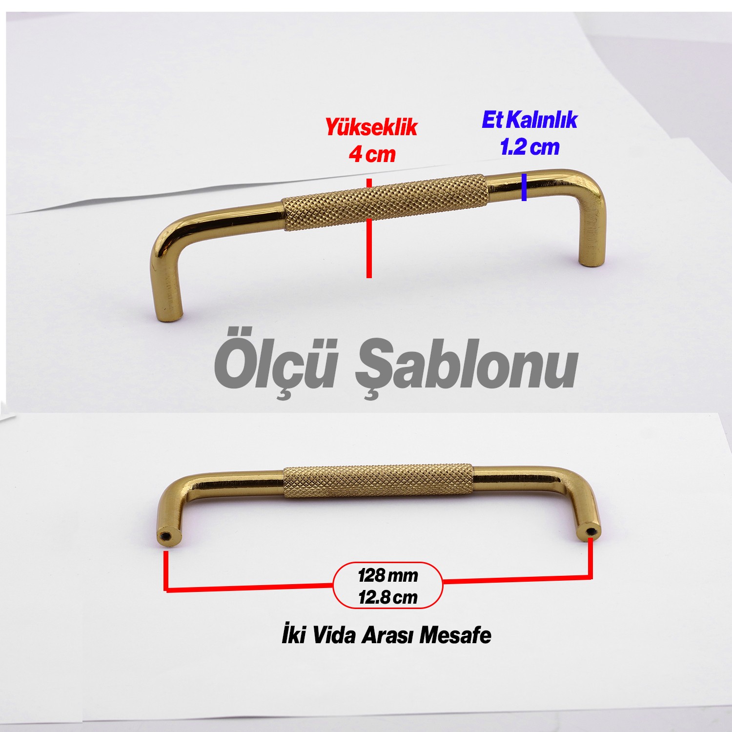 Tırtıklı Altın Gold Metal Kulp 128 mm 12.8 cm Mobilya Çekmece Dolap Dolabı Modern Kapak Kulpları