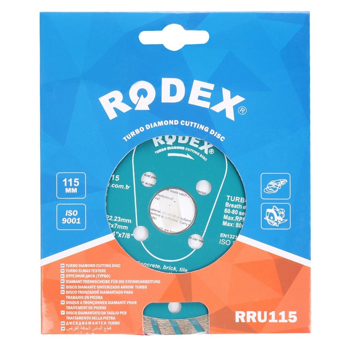 Rodex RRU115 Turbo Elmas Beton Tuğla Kesme Kesici Diski 115 mm