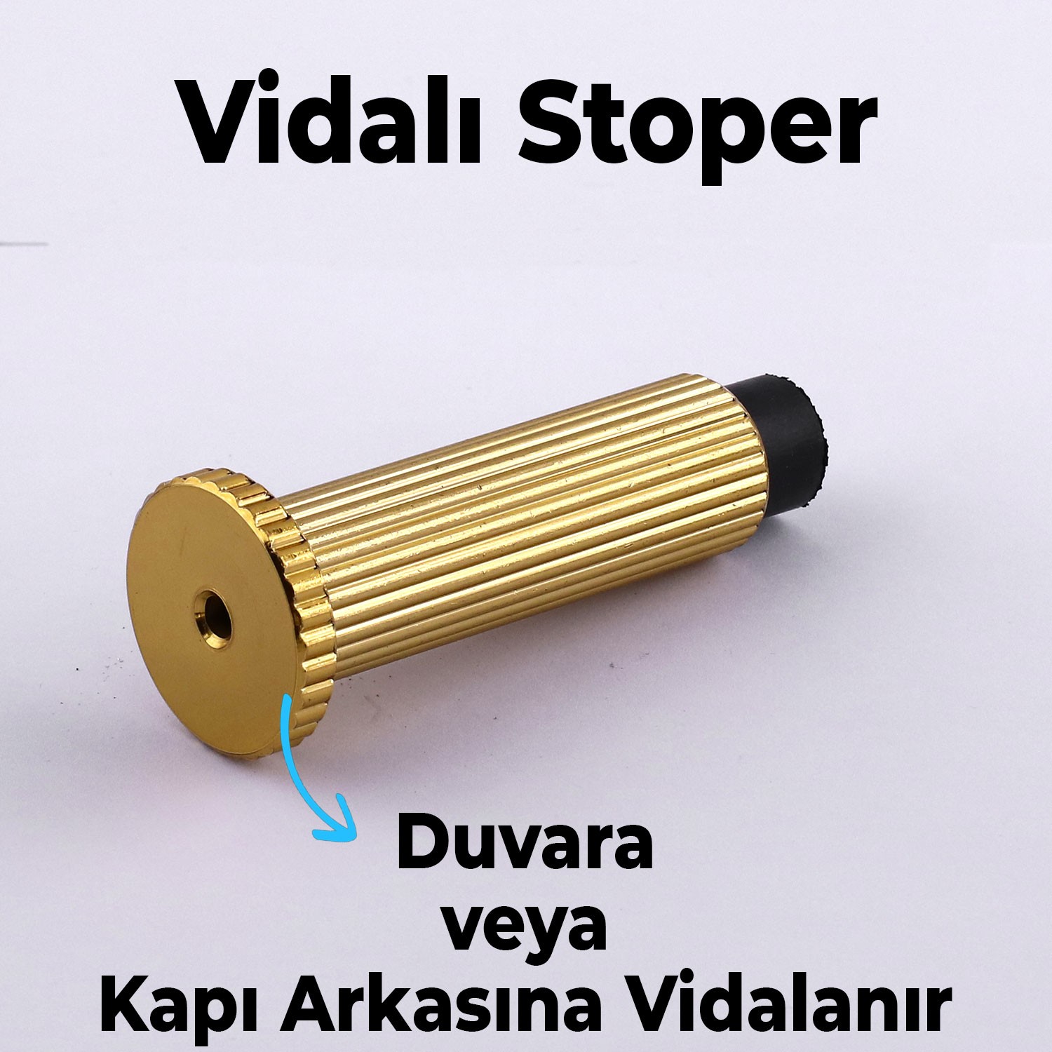 Kapı Stoperi Tamponu Çizgili Altın Vidalı Metal Tutacağı Tutucu Kapı Arkası Duvar Kolu Stopu Takozu