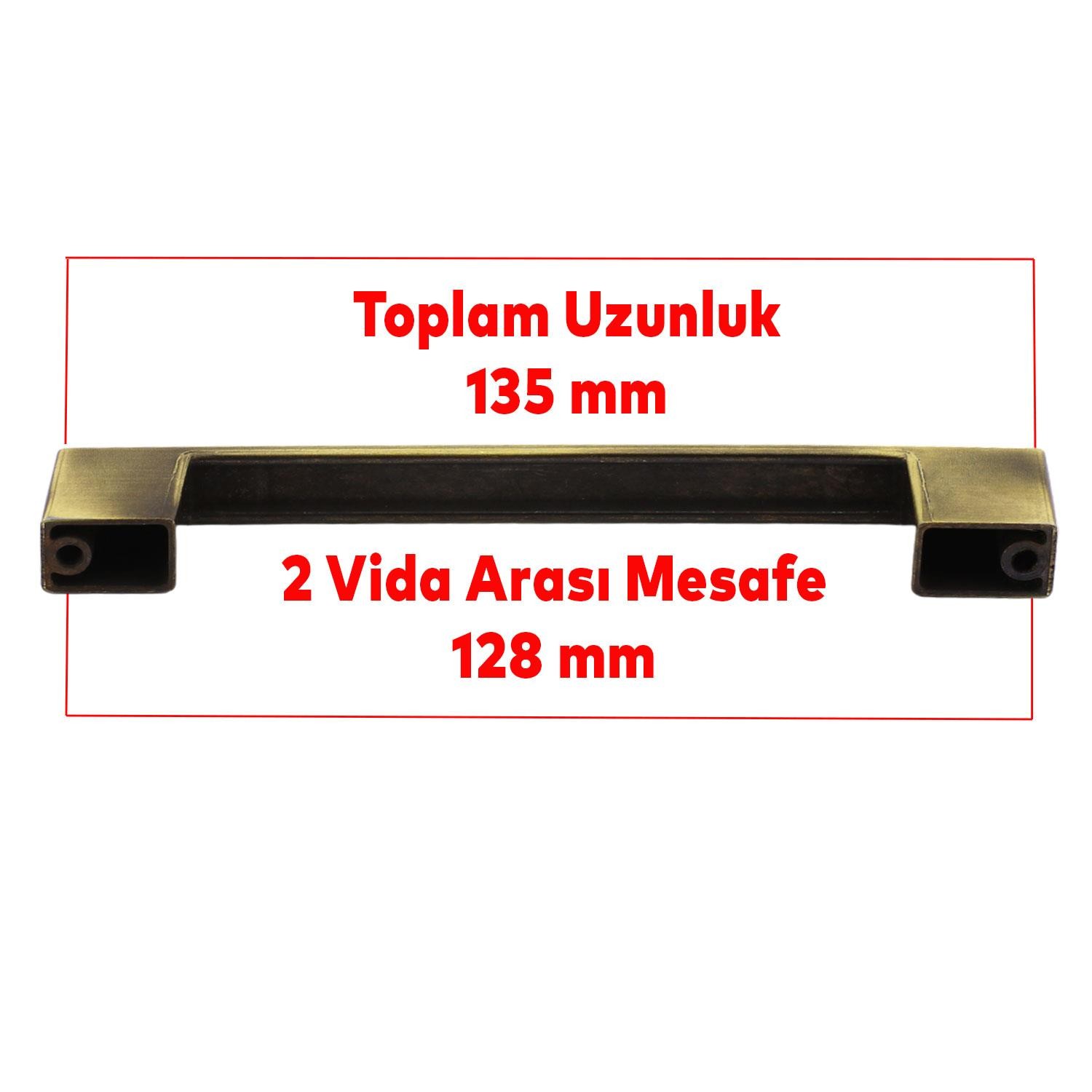 Gölcük Mobilya Mutfak Dolabı Çekmece Dolap Kapak Kulpu Kulbu Antik Sarı 128 mm Metal Kulp