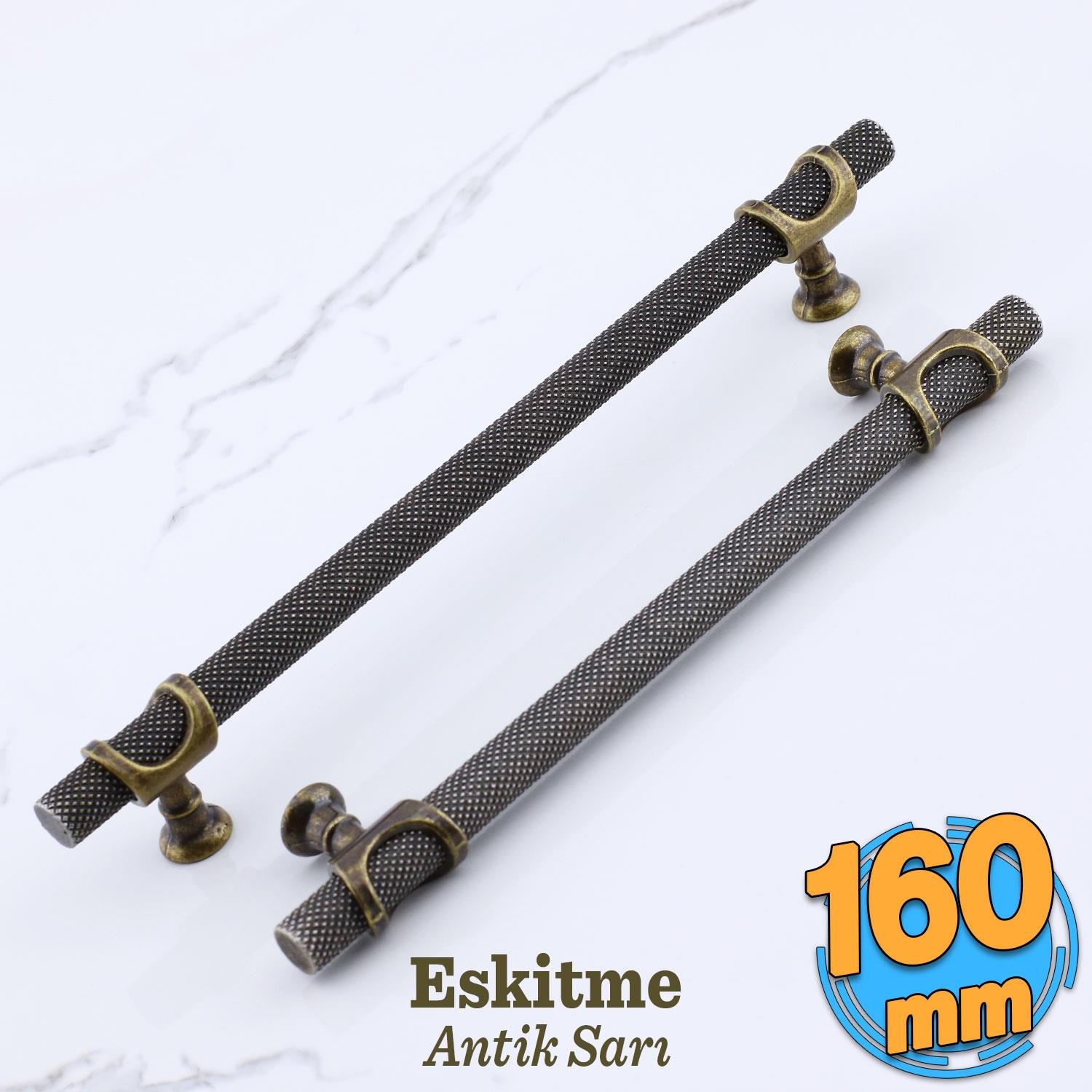 Arsin Eskitme Antik Sarı Metal Kulp 160 mm-16 cm Mobilya Mutfak Dolabı Dolap Kulpları Kulbu Çekmece