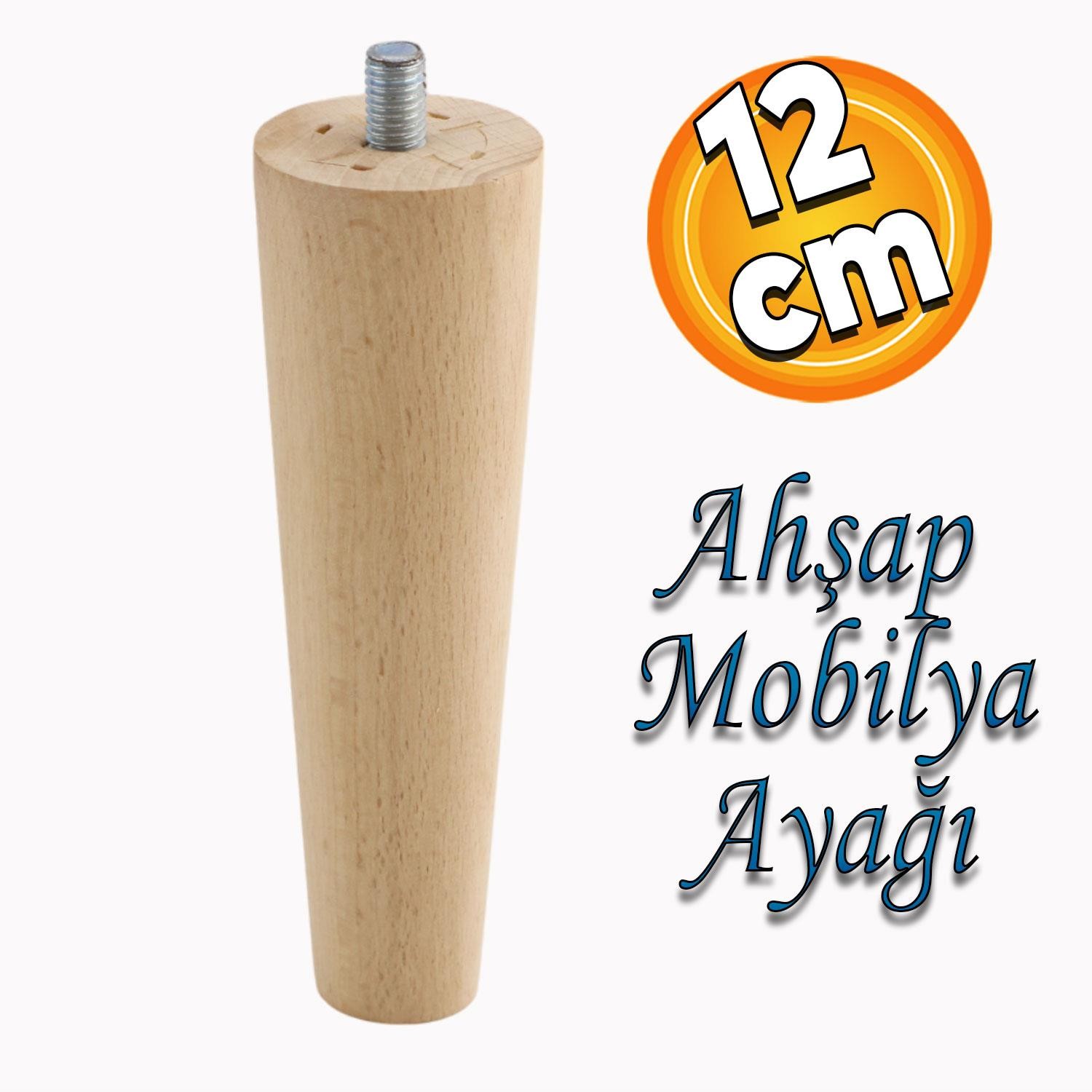 Ahşap Ayak Sehpa Masa Baza Çekyat Puf Tabure Ünite Koltuk Ayağı Mobilya Ayakları M8 Civatalı 12 cm