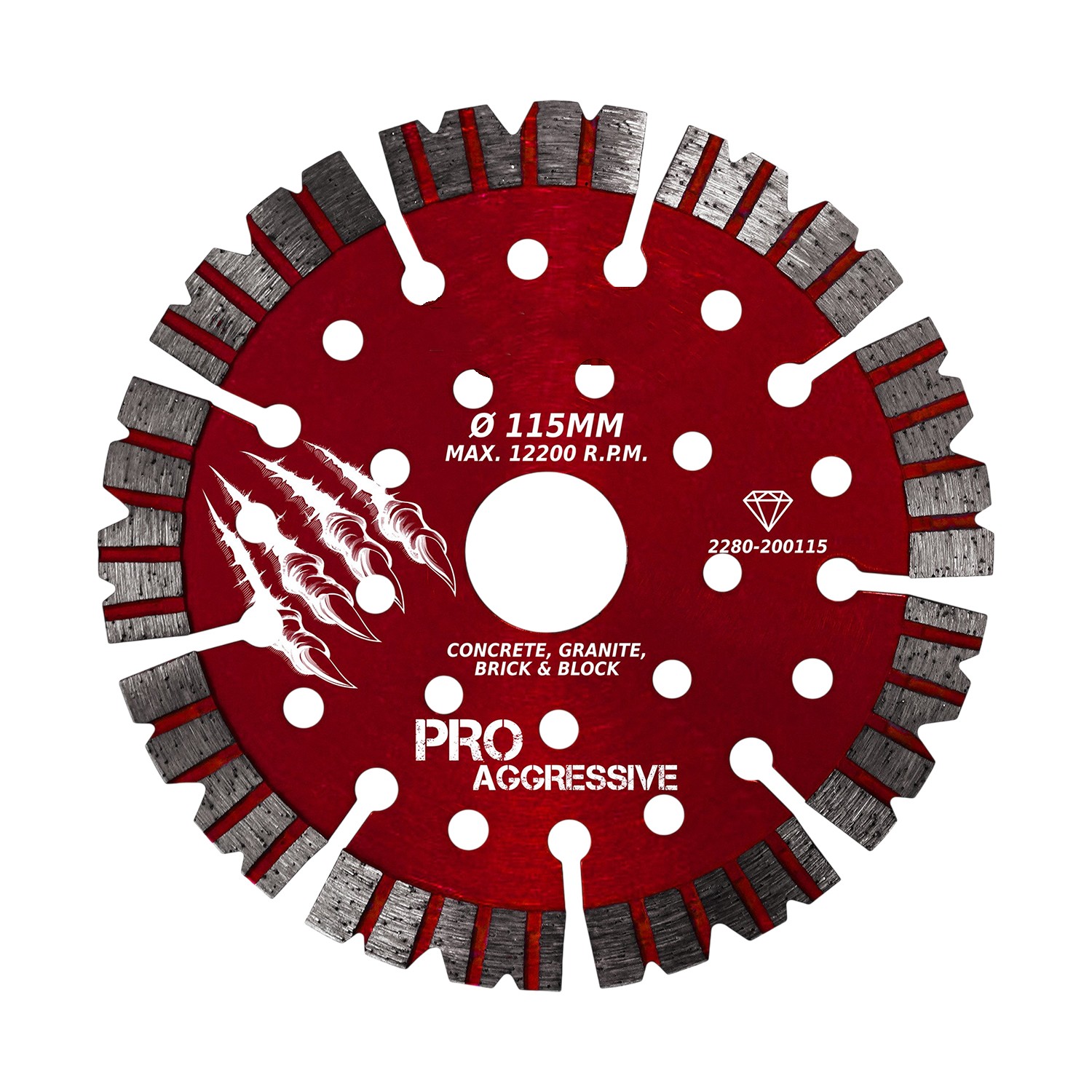 115x22.23 mm Turbo Segment Elmas Kesme Diski Avuç Taşlama Seramik Beton Granit Tuğla Blok İçin Uygun