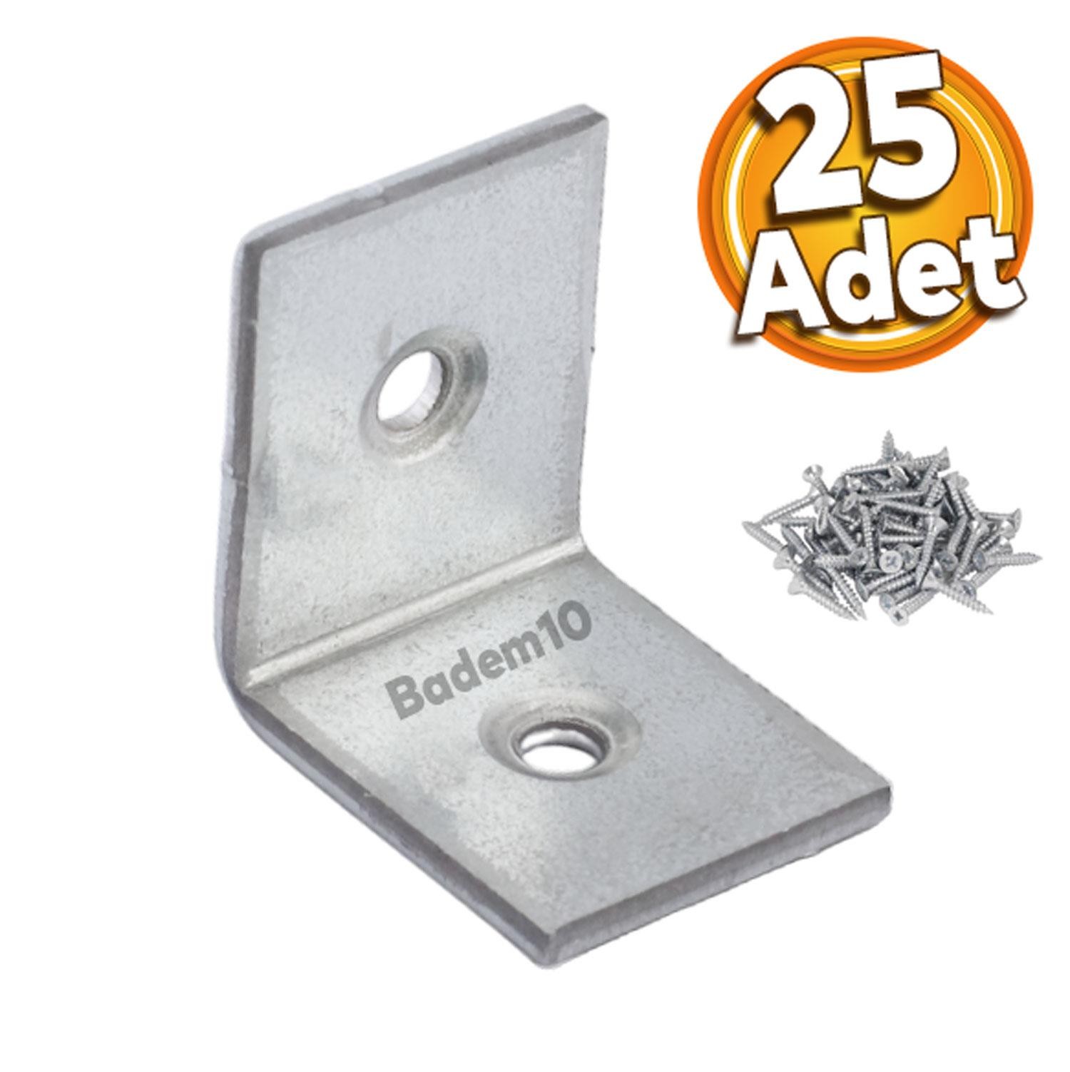 Mobilya Eşya Dolap Duvara Sabitleme Köşebent Bağlantı Aparatı L Demiri Gönye 25x25x20 Mm (25 ADET)