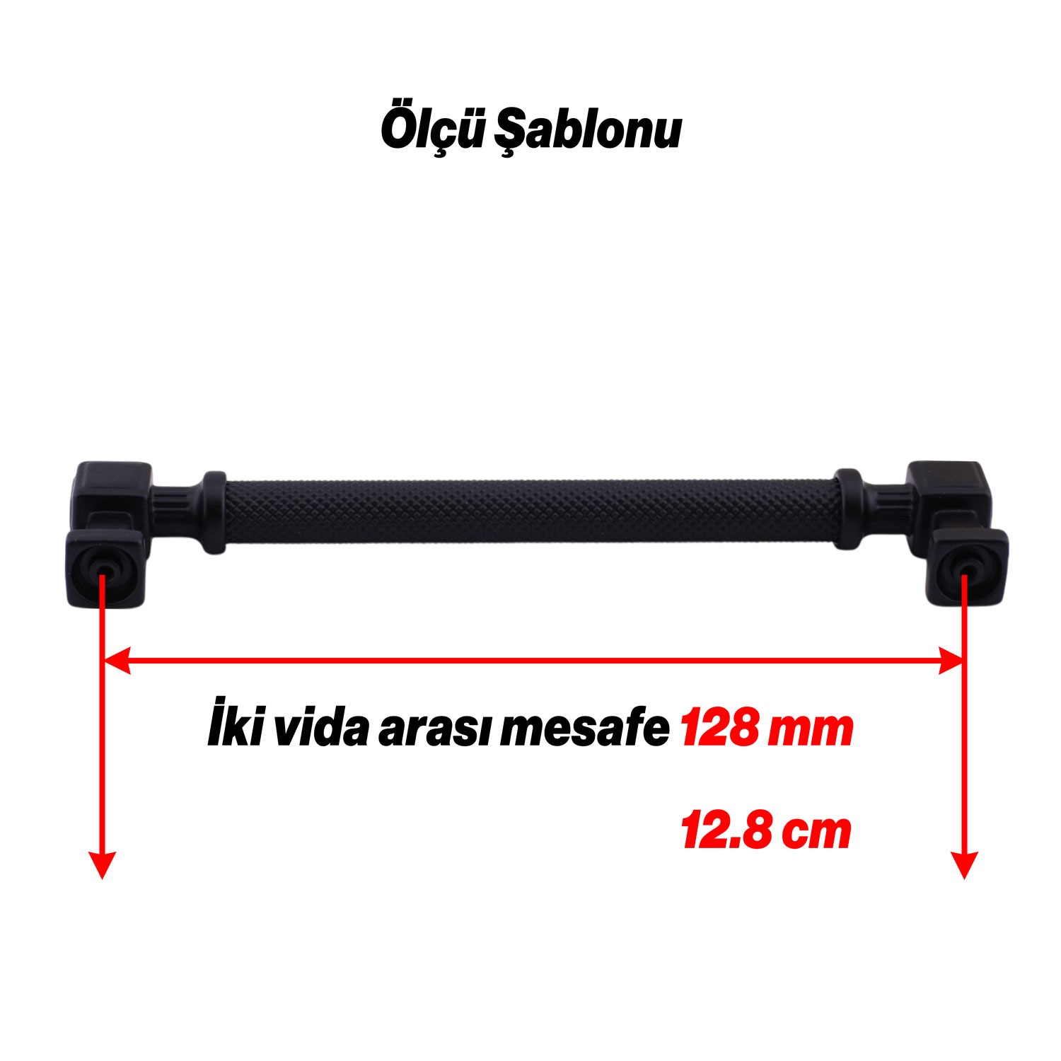Grip Desenli Mat Siyah Metal Kulp 128 mm Mobilya Çekmece Mutfak Dolabı Dolap Modern Kapak Kulpları