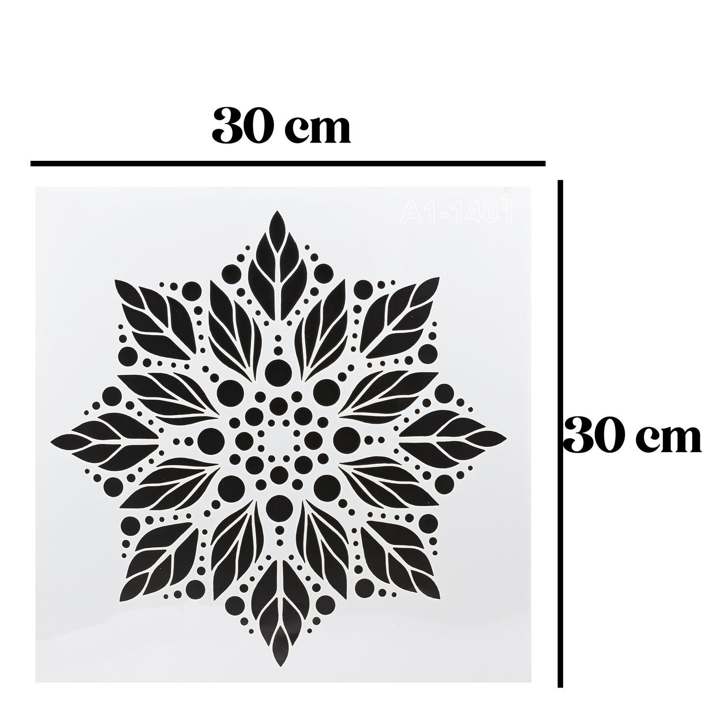 Stencil Duvar Boyama Şablon Tasarım Mandala Desen Tekrar Kullanılabilir 30x30 cm