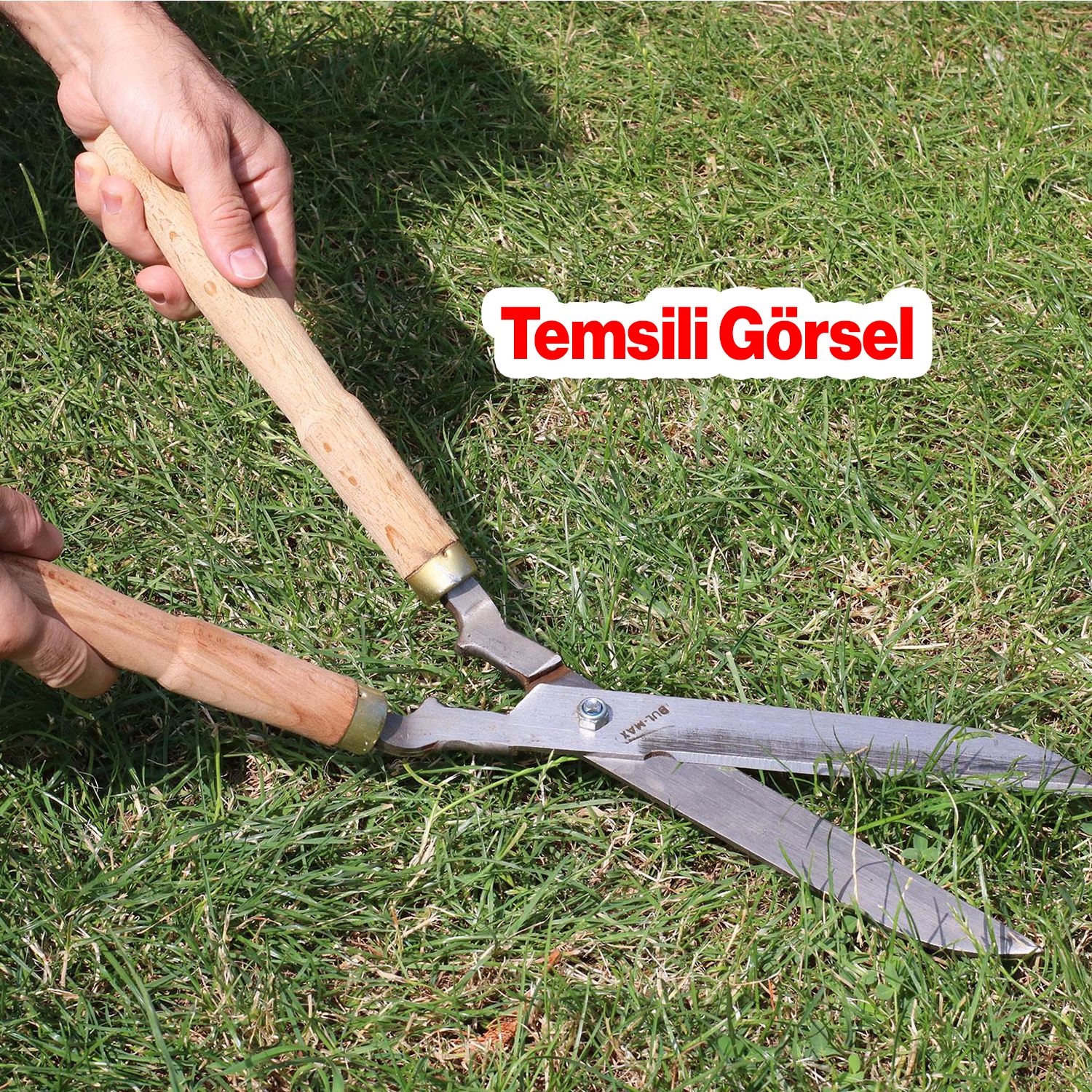 Eğri Çim Budama Makası Çalı Çimen Biçme Kesme Makas 50 cm Keskin Metal Bıçkı 1 Adet