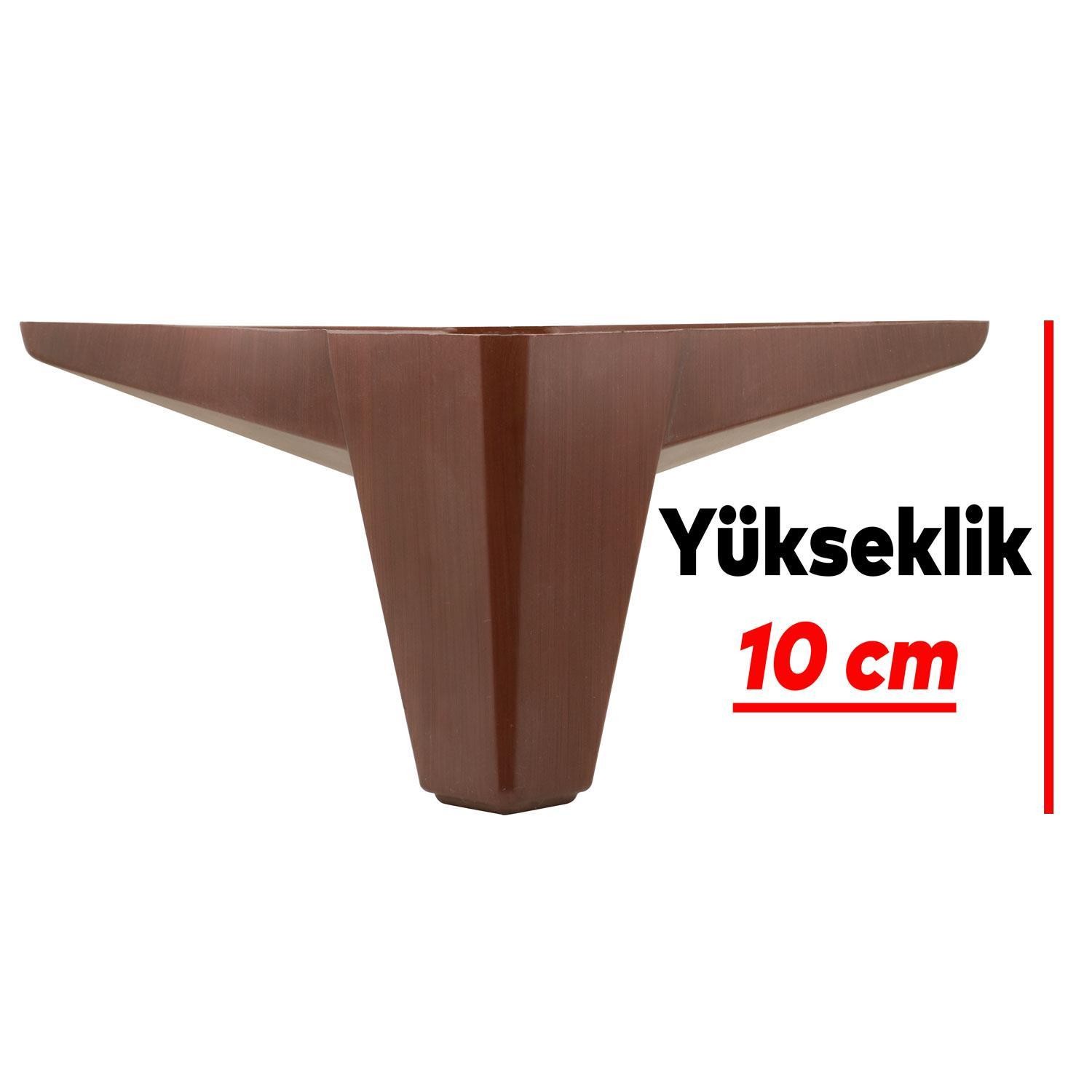 Sedir Lüks Mobilya Kanepe Sehpa TV Ünitesi Koltuk Ayağı 10 cm Ahşap Desenli Kahverengi Ayak 4 ADET