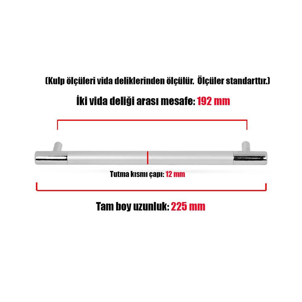 Hitit Çekmece Dolap Dolabı Kapak Kulpu Kulpları Kulbu (192 MM-192.2 CM) Mat Krom Kulp Mobilya Mutfak